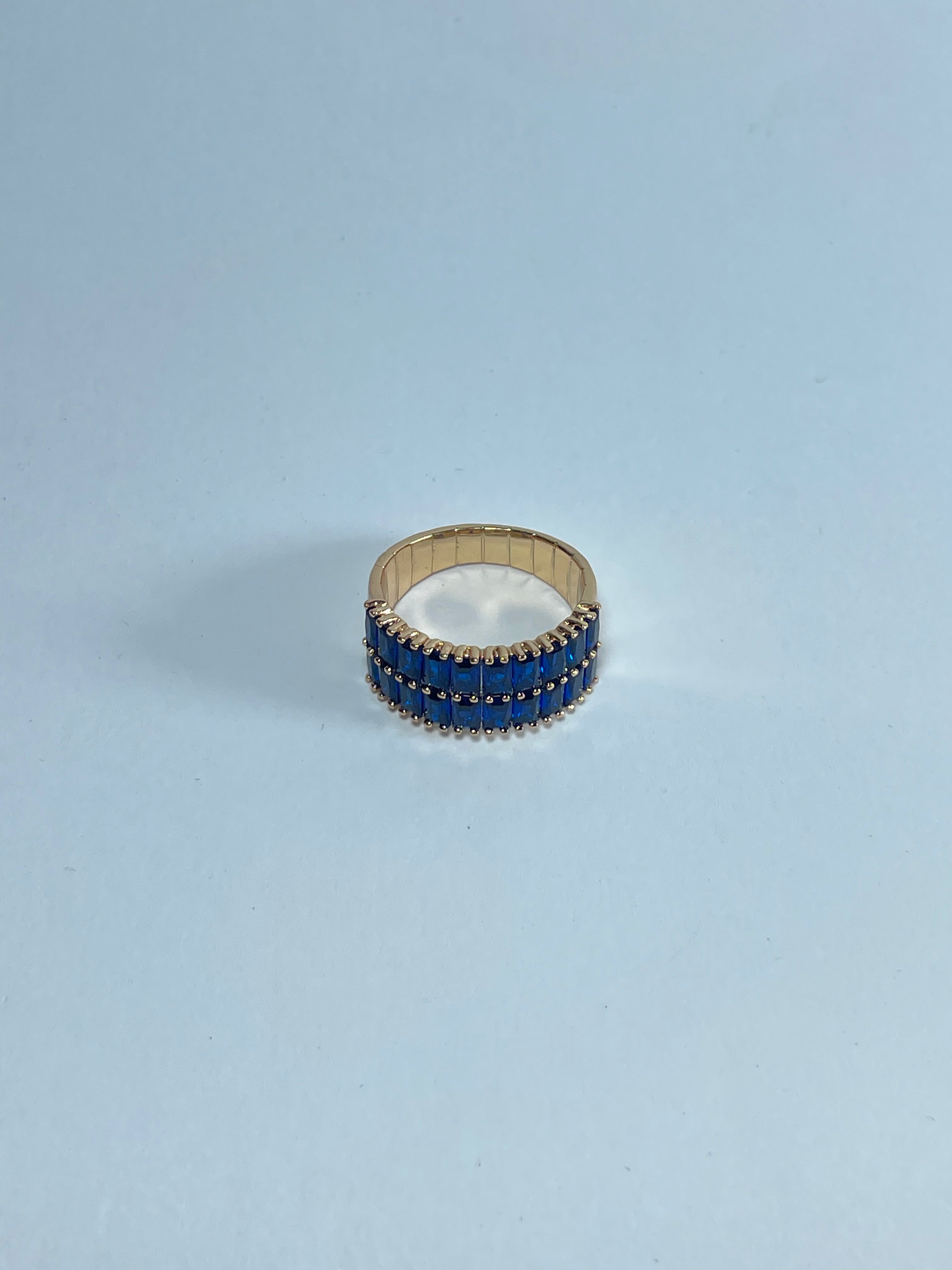 Double Row Blue Baguette Band