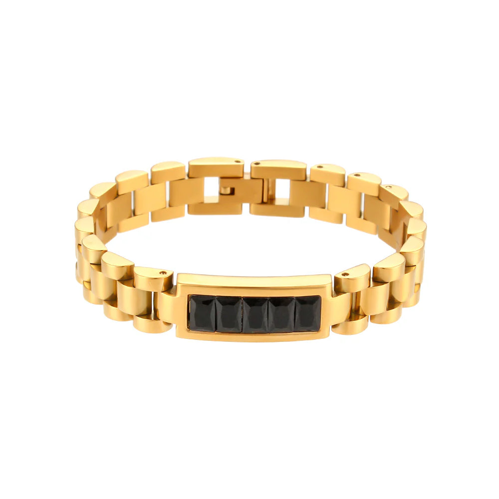 Gold Link Stone Bracelet