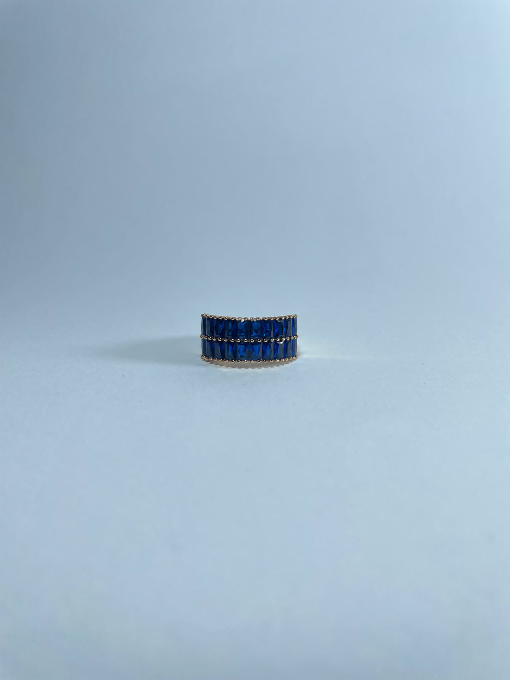 Double Row Blue Baguette Band