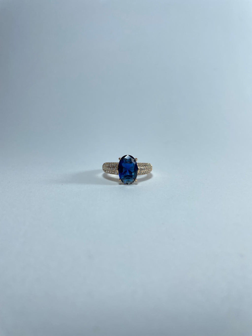 Royal Blue Oval Gemstone Pavé Ring