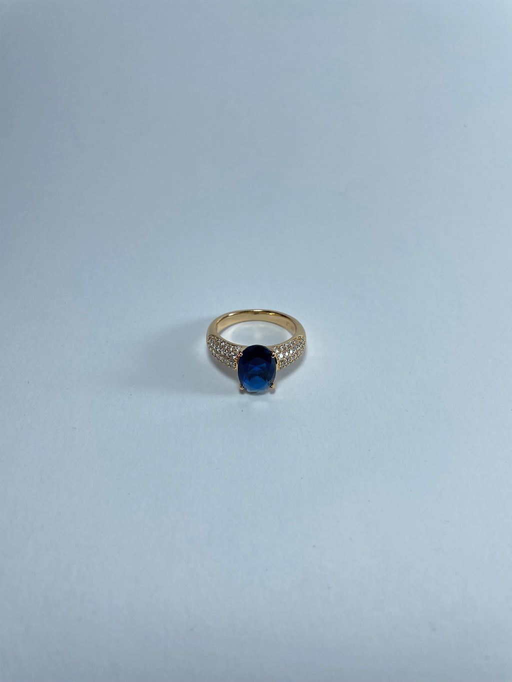 Royal Blue Oval Gemstone Pavé Ring