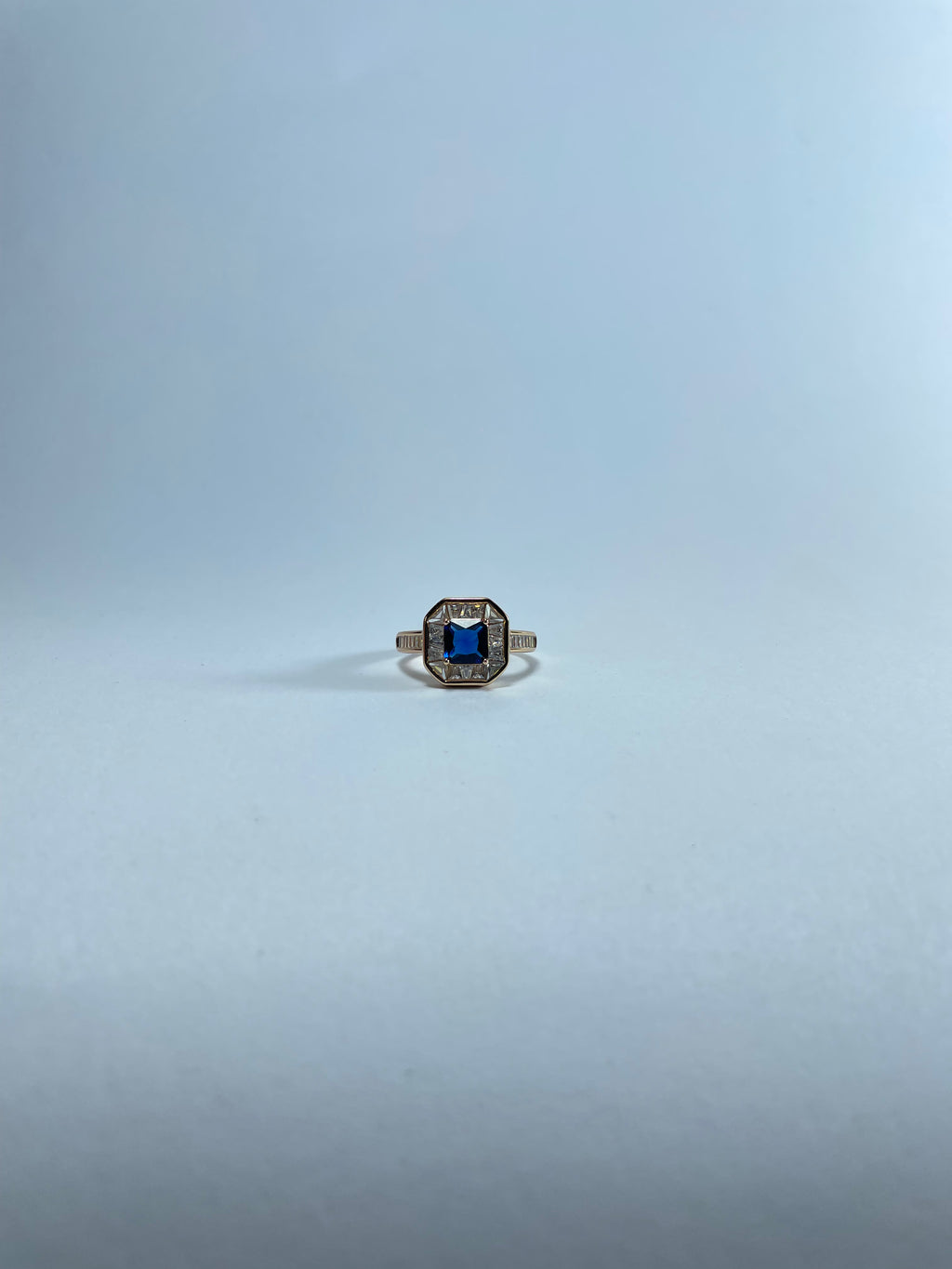 Art Deco Blue Gemstone Baguette Ring