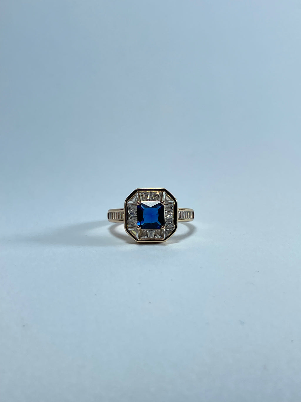 Art Deco Blue Gemstone Baguette Ring