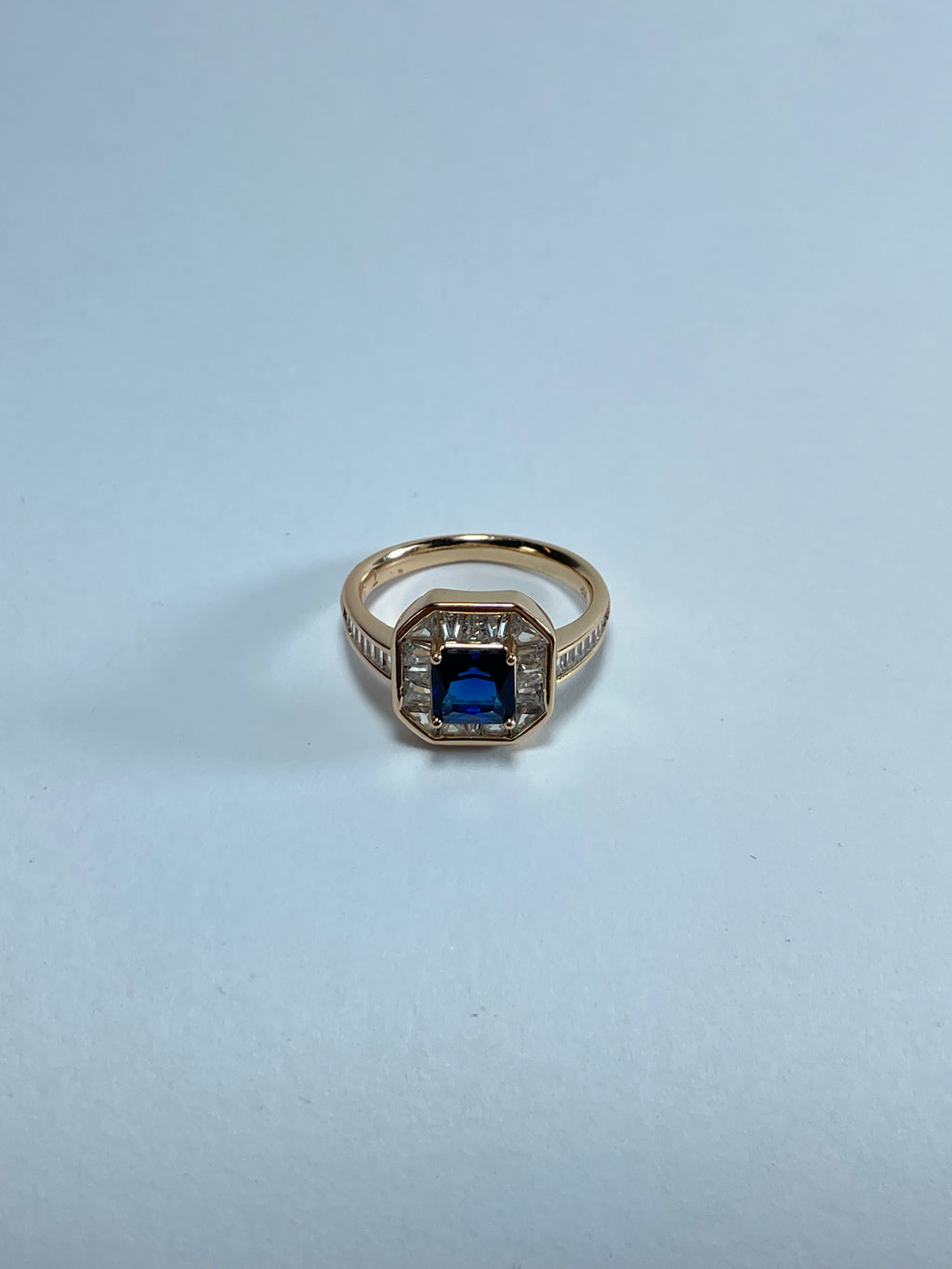 Art Deco Blue Gemstone Baguette Ring