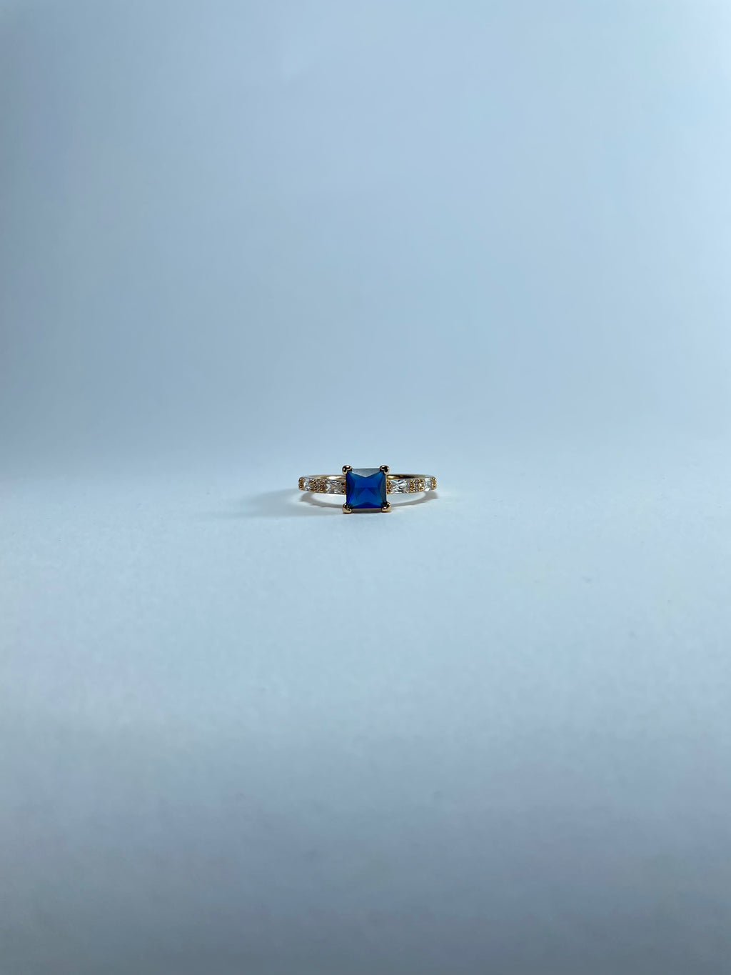 Square Blue Stone Accent Ring
