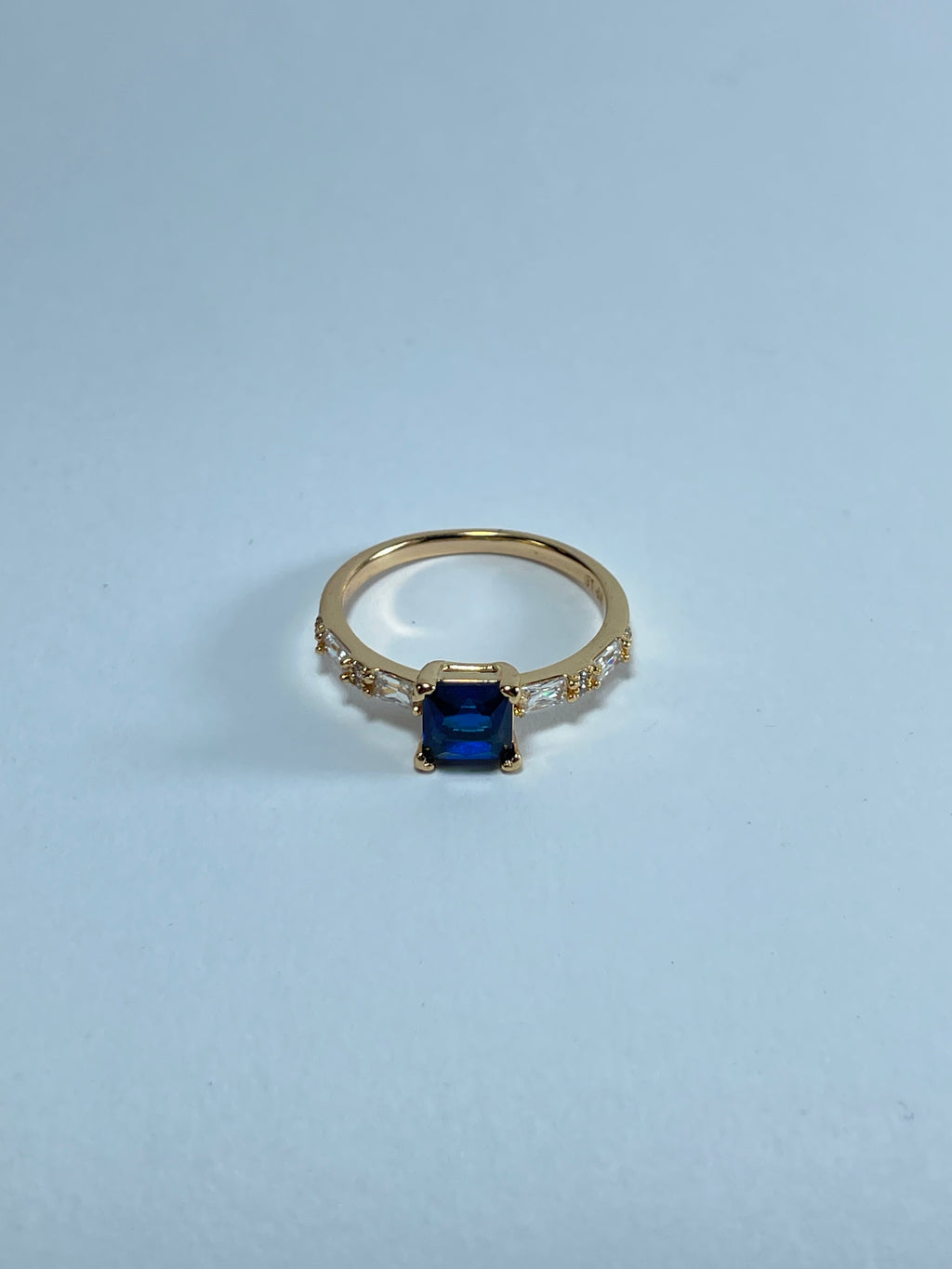 Square Blue Stone Accent Ring