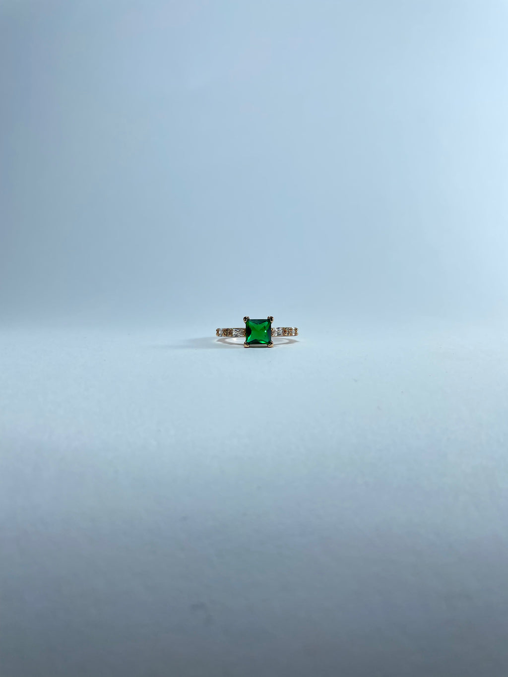 Square Green Stone Accent Ring