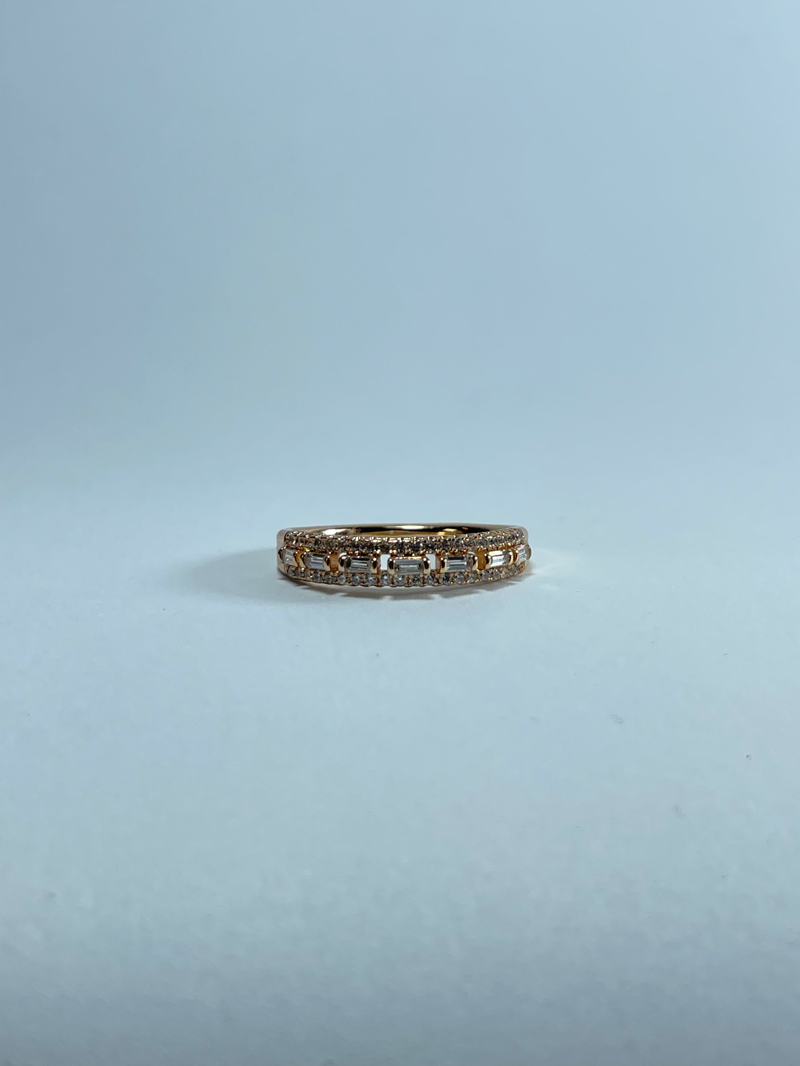 Baguette and Round Accent Half Eternity Ring