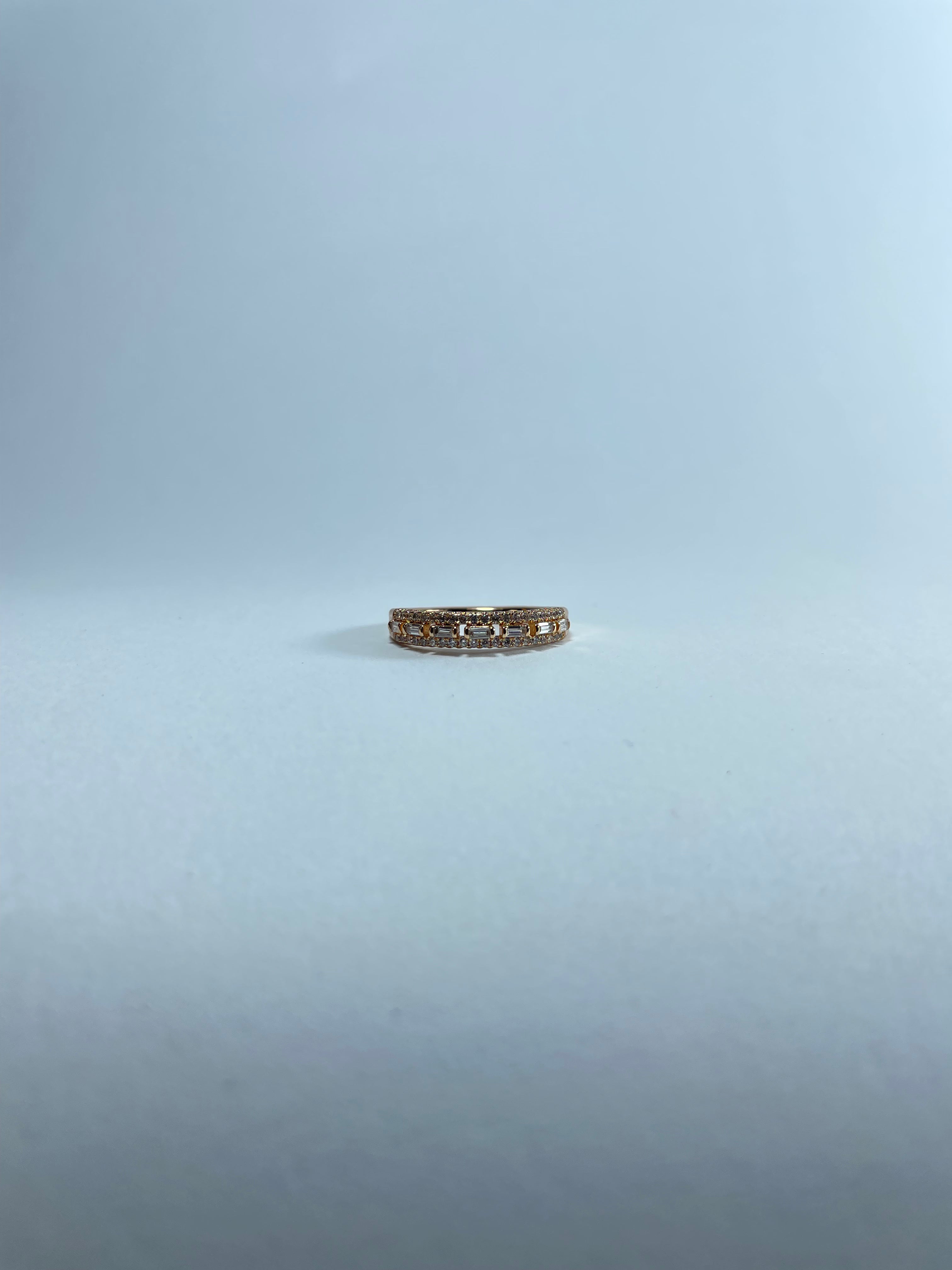 Baguette and Round Accent Half Eternity Ring