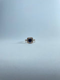 Square-Cut Blue Gemstone Halo Ring