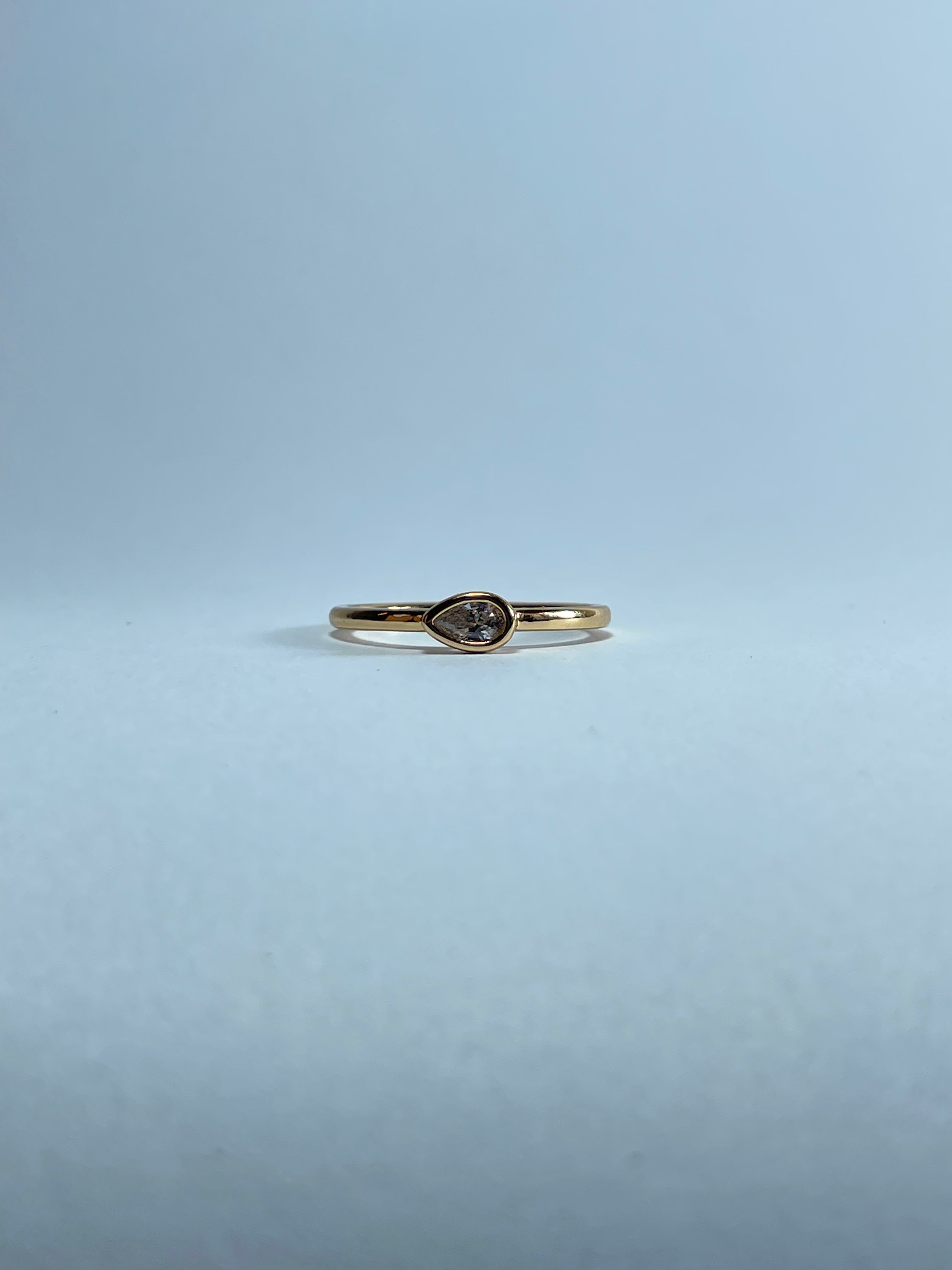 Minimalist Pear Bezel Ring