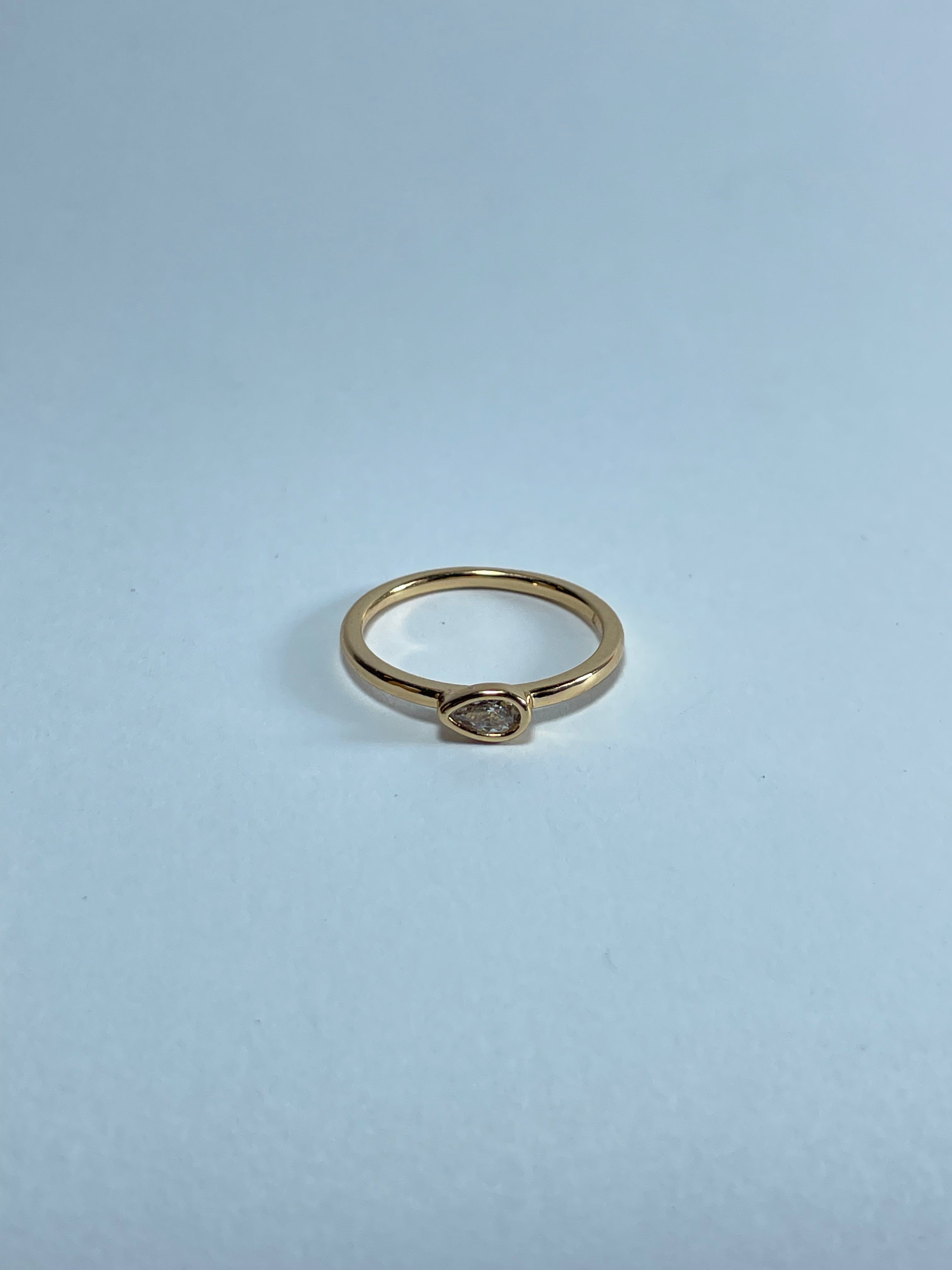 Minimalist Pear Bezel Ring