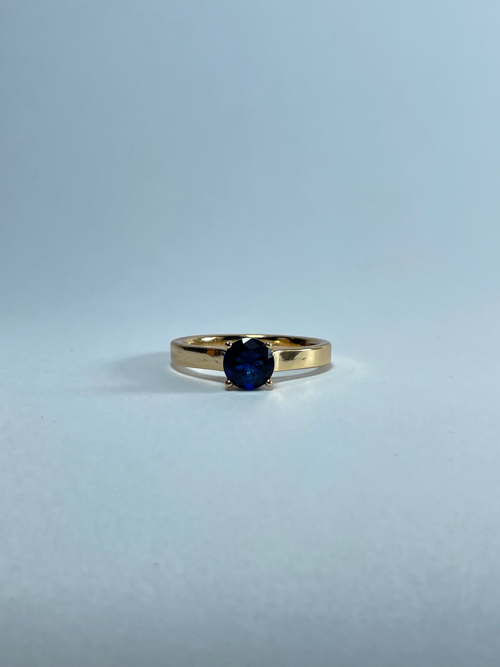 Classic Oval Blue Solitaire Ring
