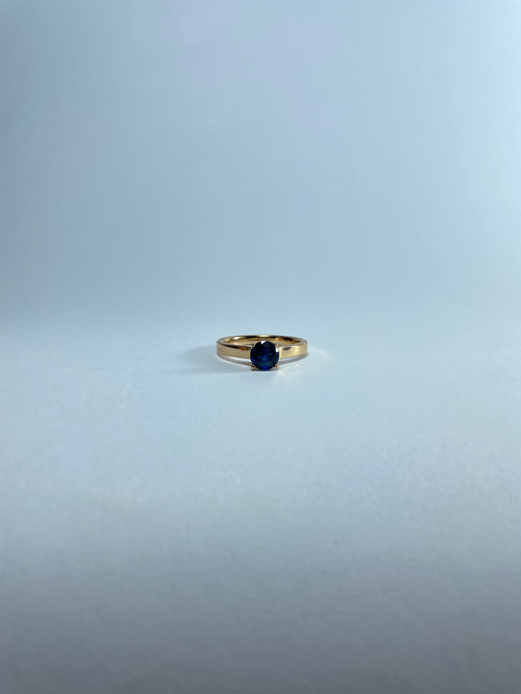 Classic Oval Blue Solitaire Ring