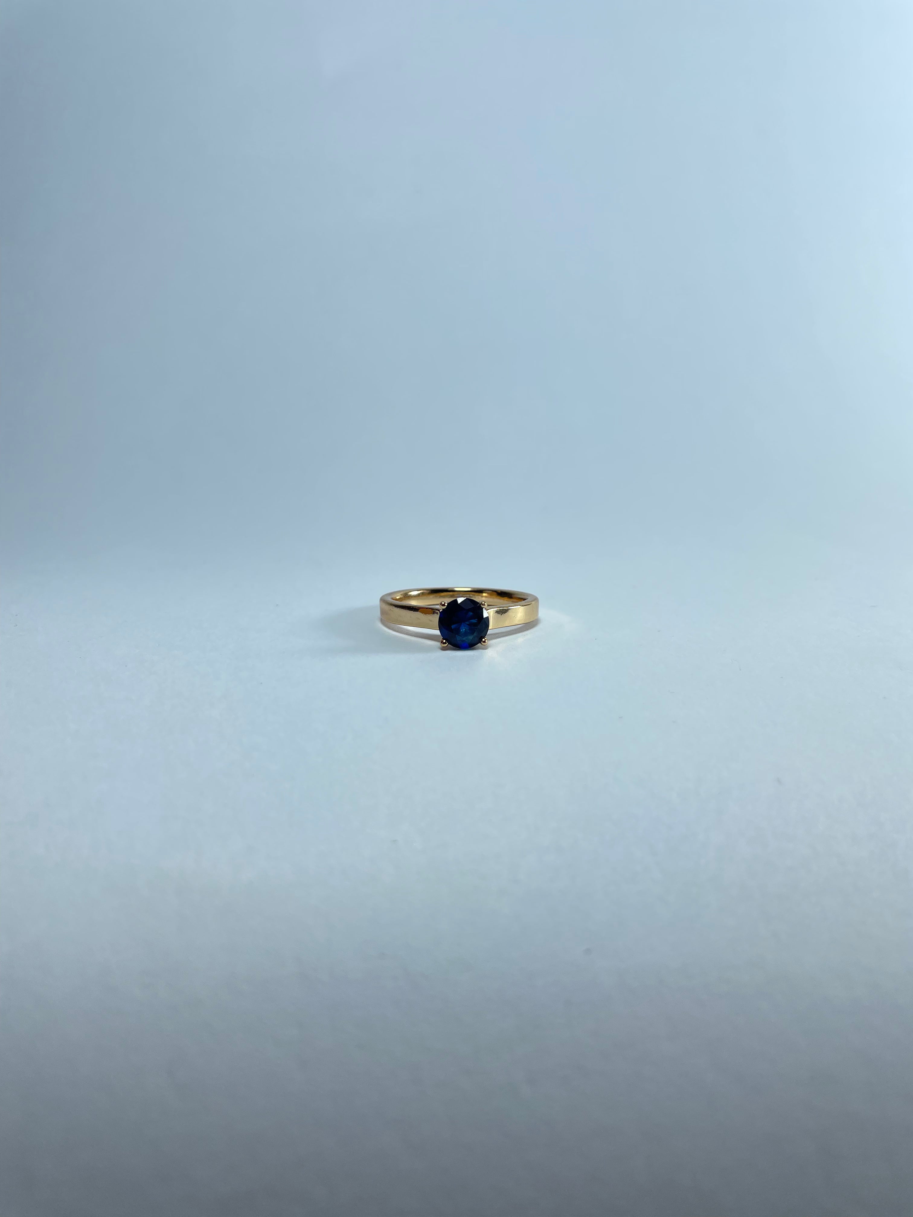 Classic Oval Blue Solitaire Ring
