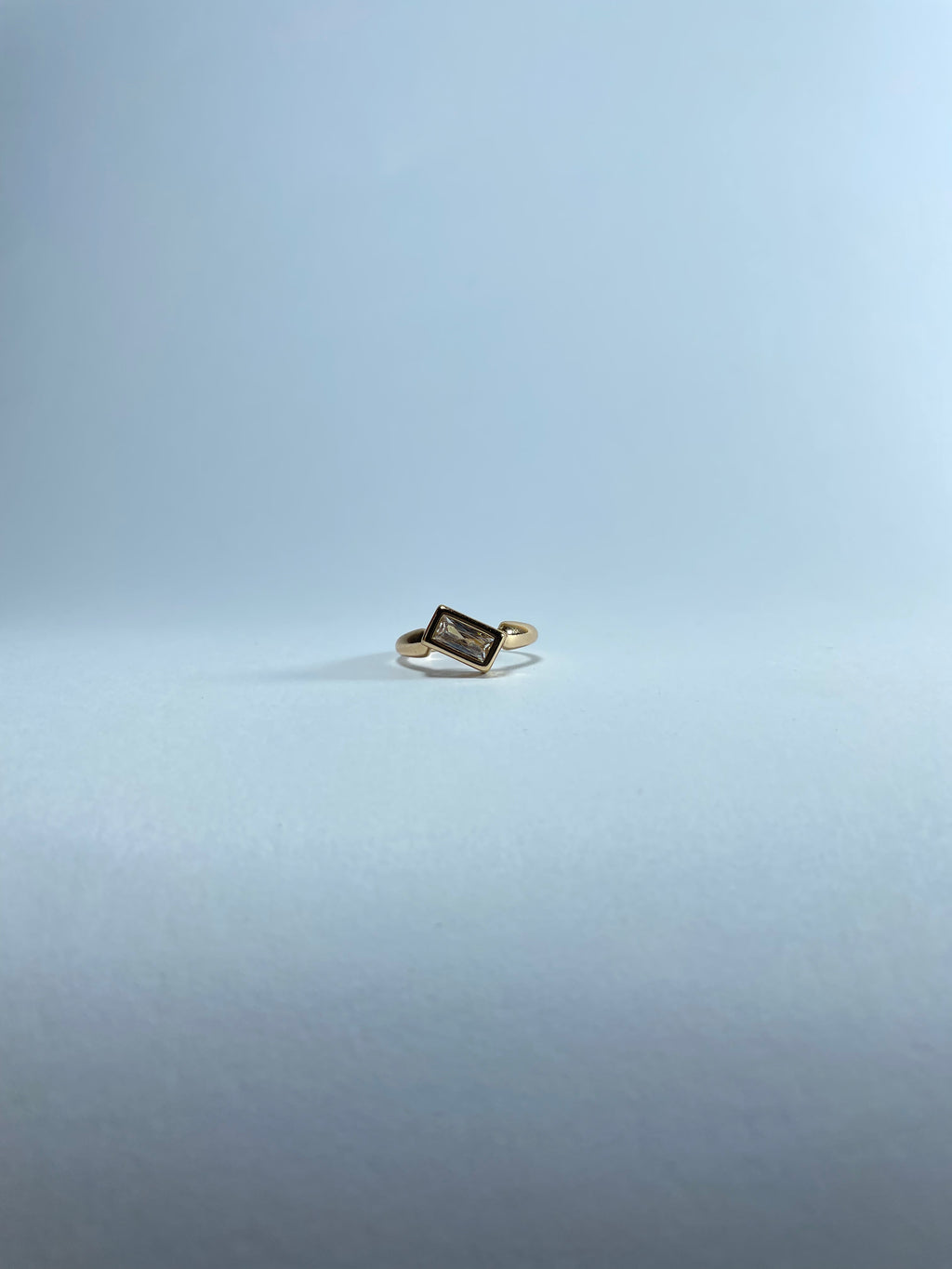 Minimalist Gold Baguette Gemstone Ring