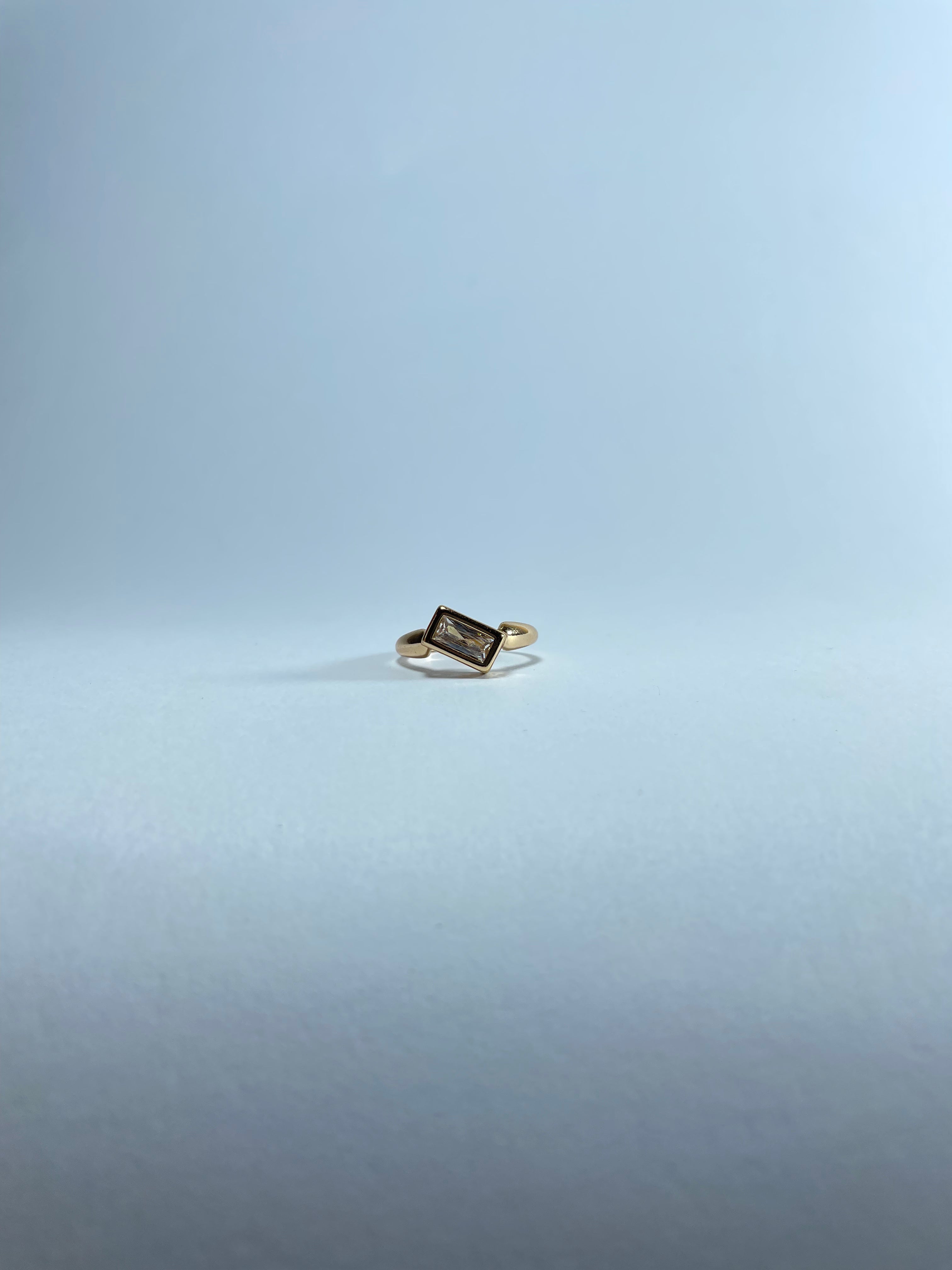 Minimalist Gold Baguette Gemstone Ring