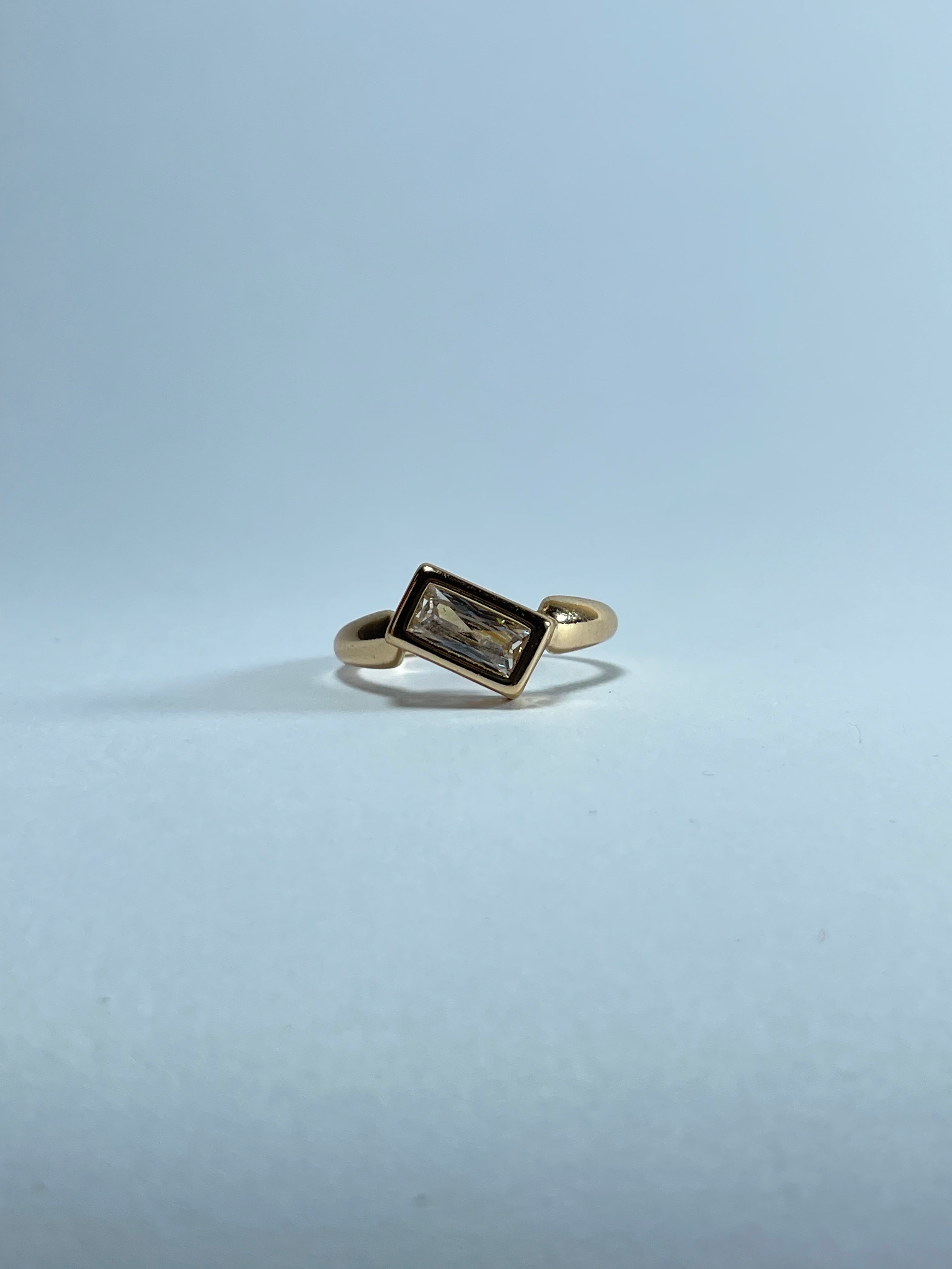 Minimalist Gold Baguette Gemstone Ring