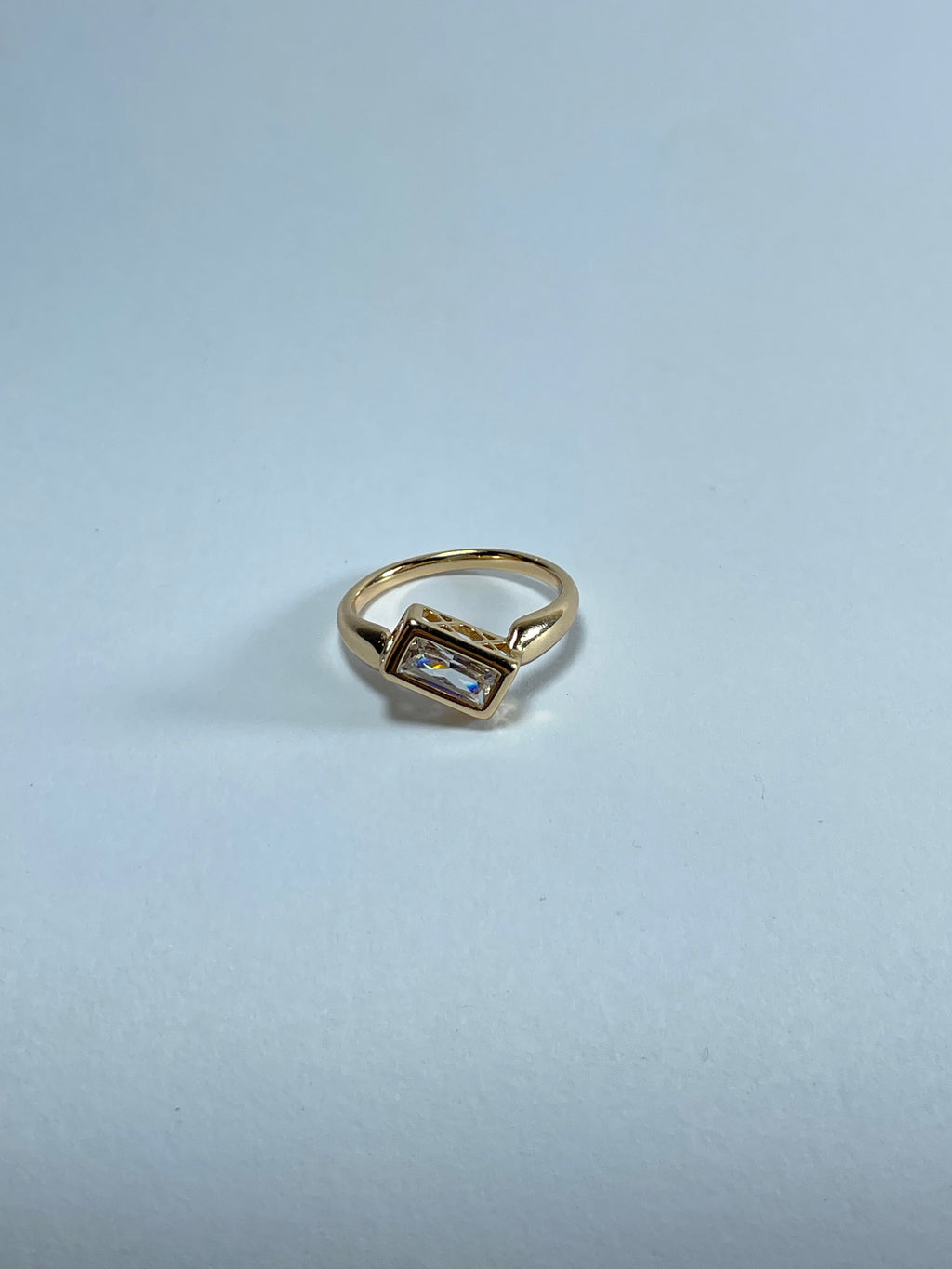 Minimalist Gold Baguette Gemstone Ring