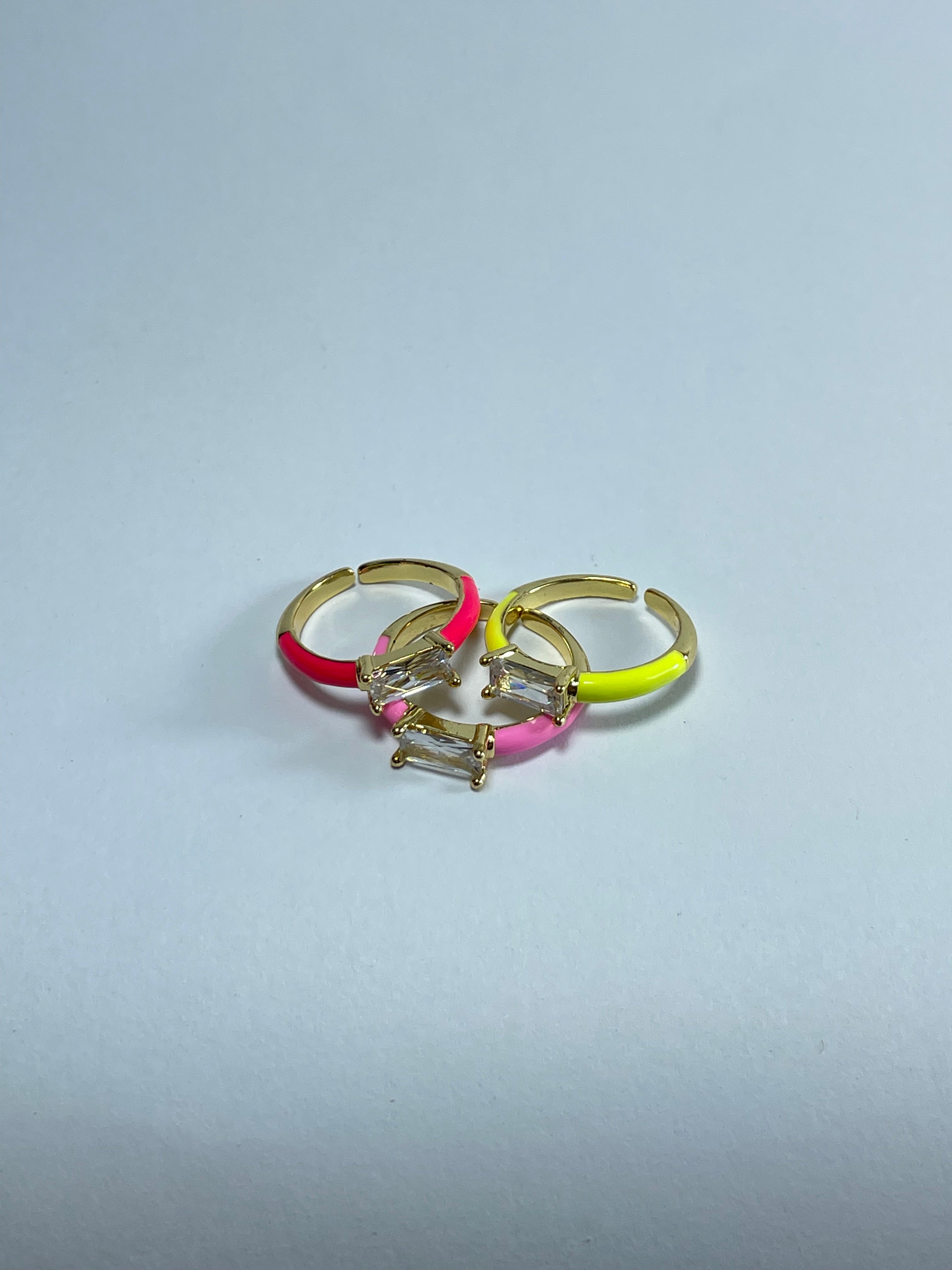 Bright Enamel & Crystal Stacking Rings