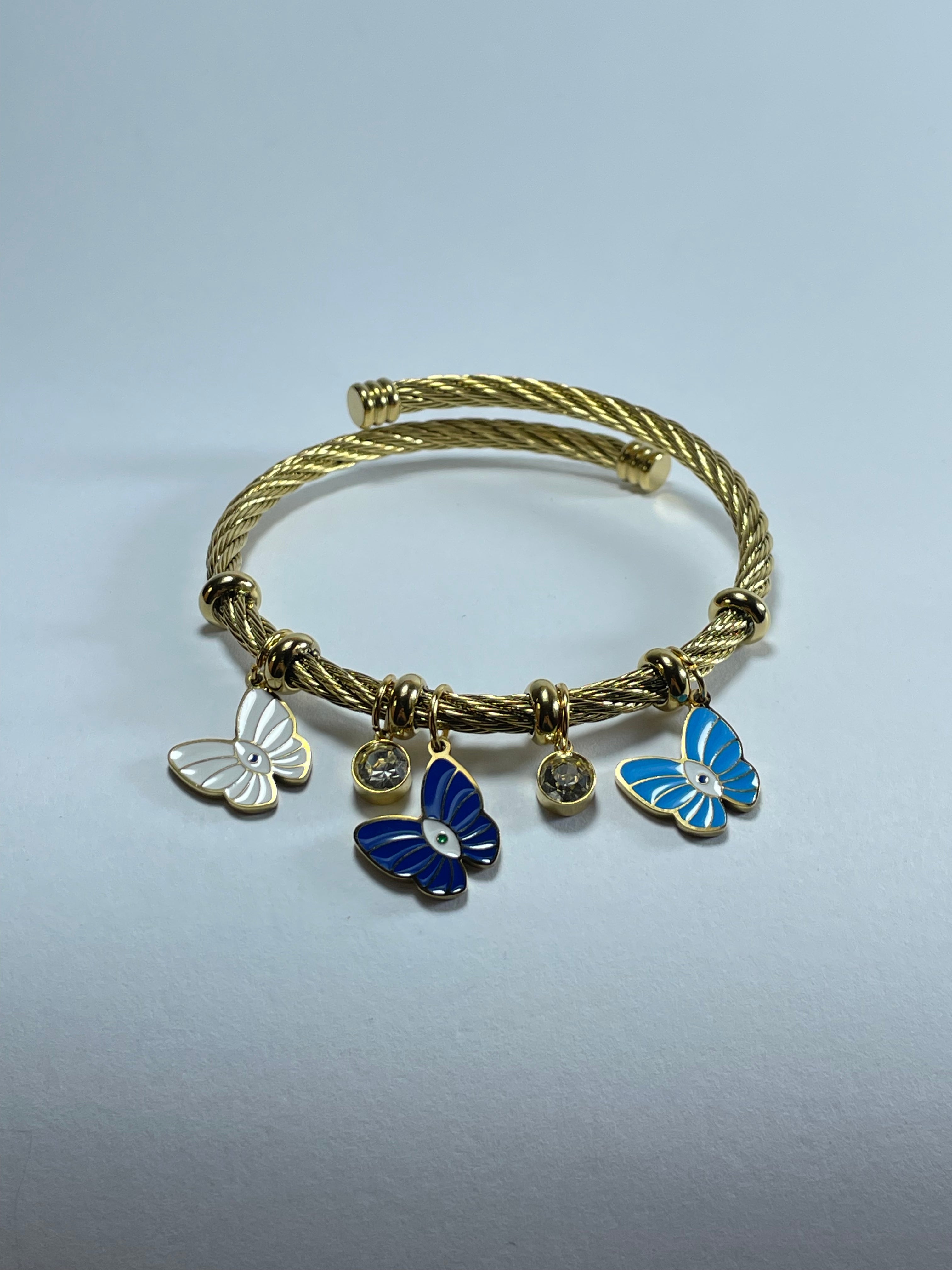 Gold Butterfly Charm Bangle