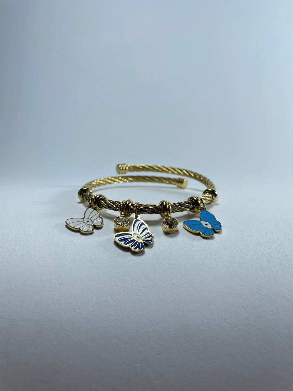 Gold Butterfly Charm Bangle