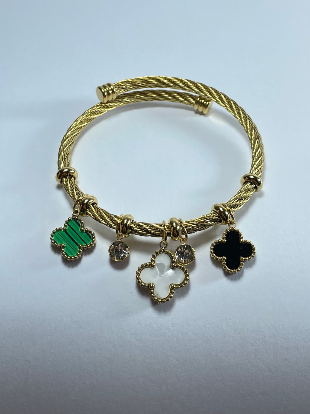 Gold Clover Charm Cuff