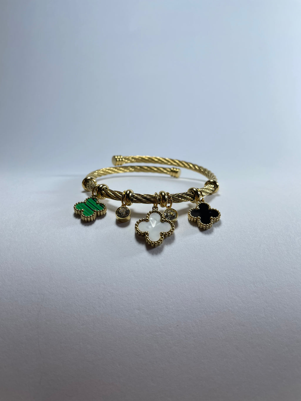 Gold Clover Charm Cuff