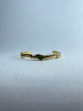 Gold Wavy Cuff with Green Stone