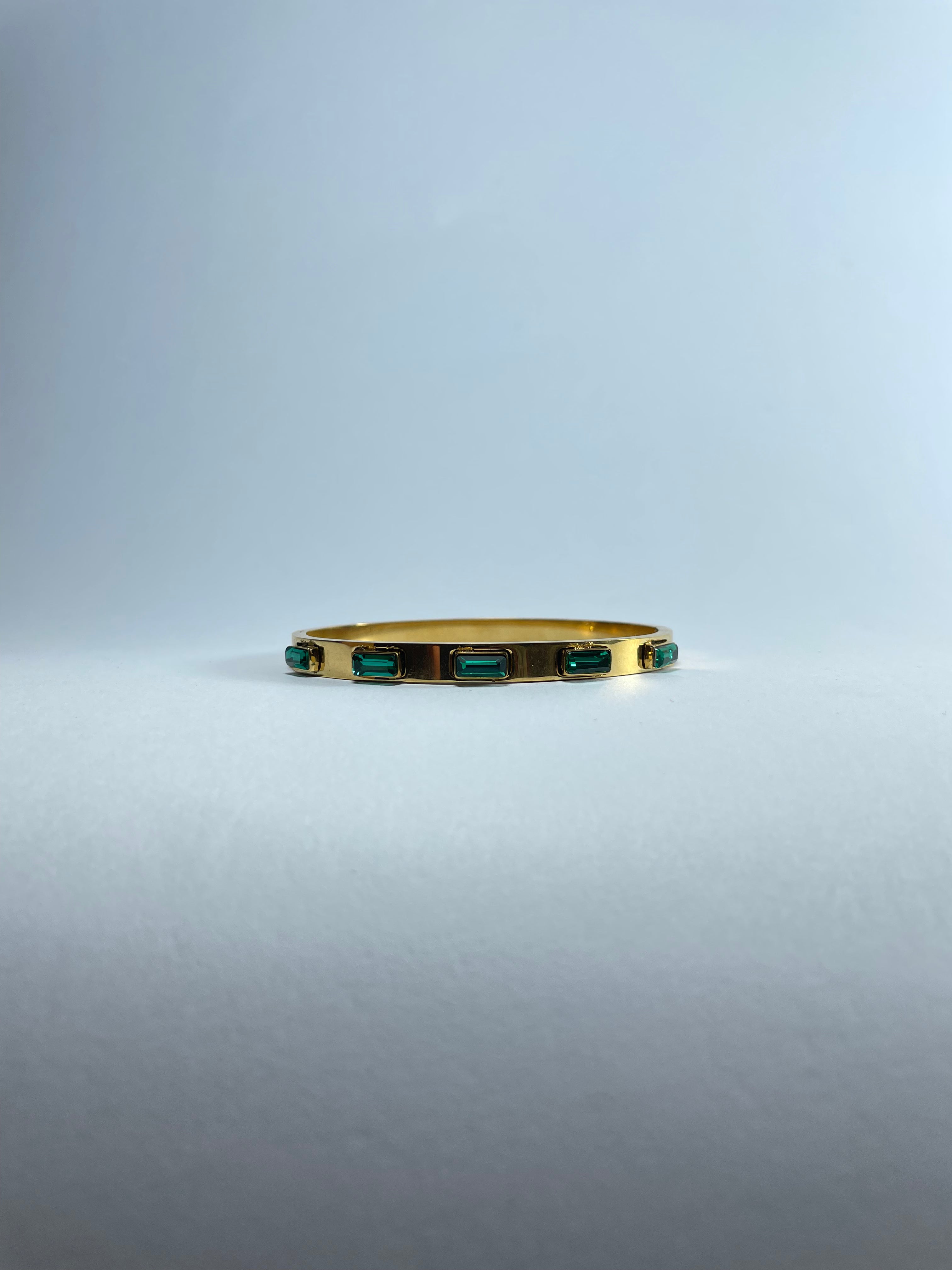 Gold Green Stone Bangle