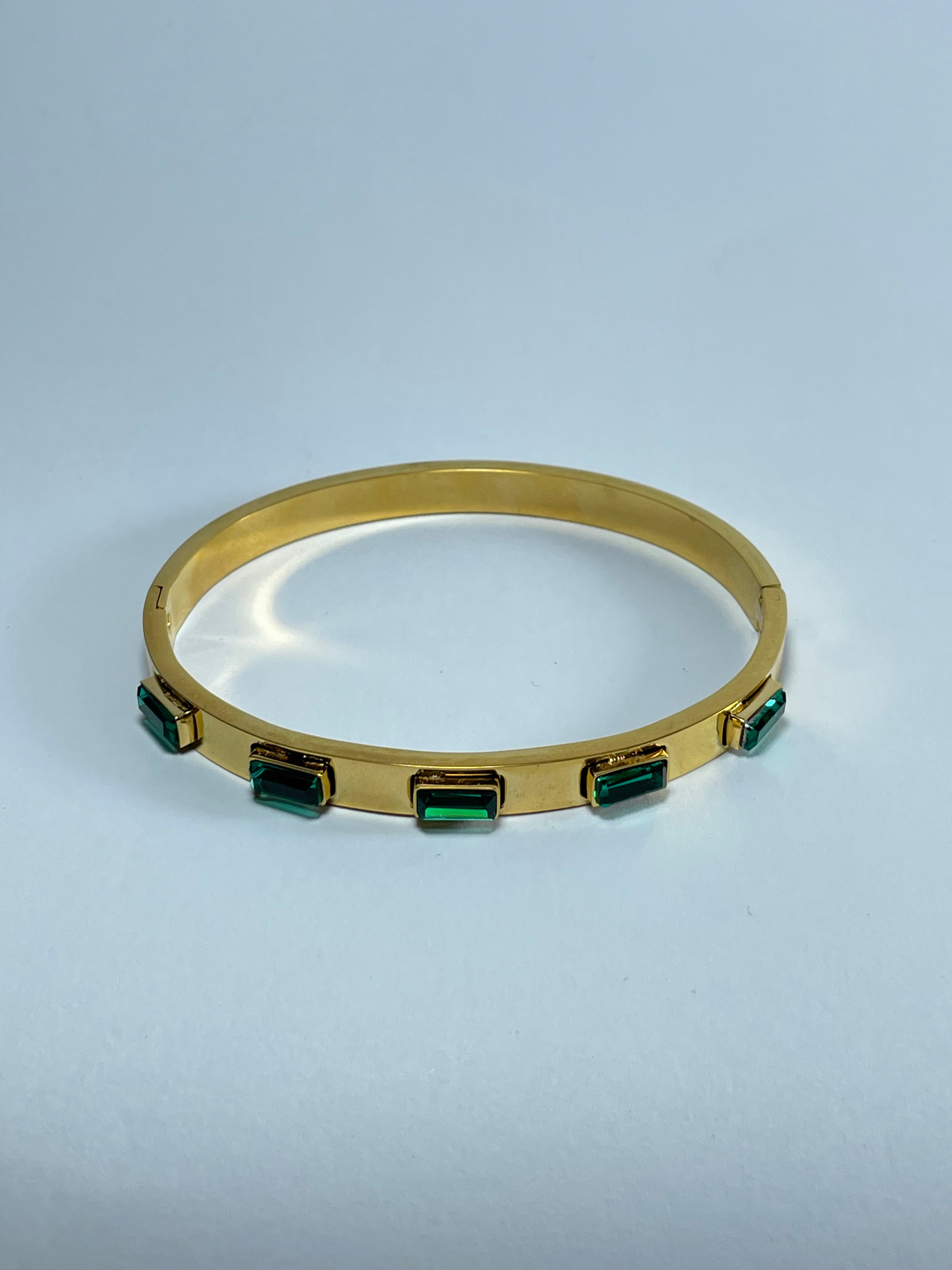 Gold Green Stone Bangle