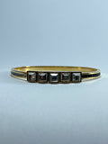  Gold Bangle with Square Crystal Accents