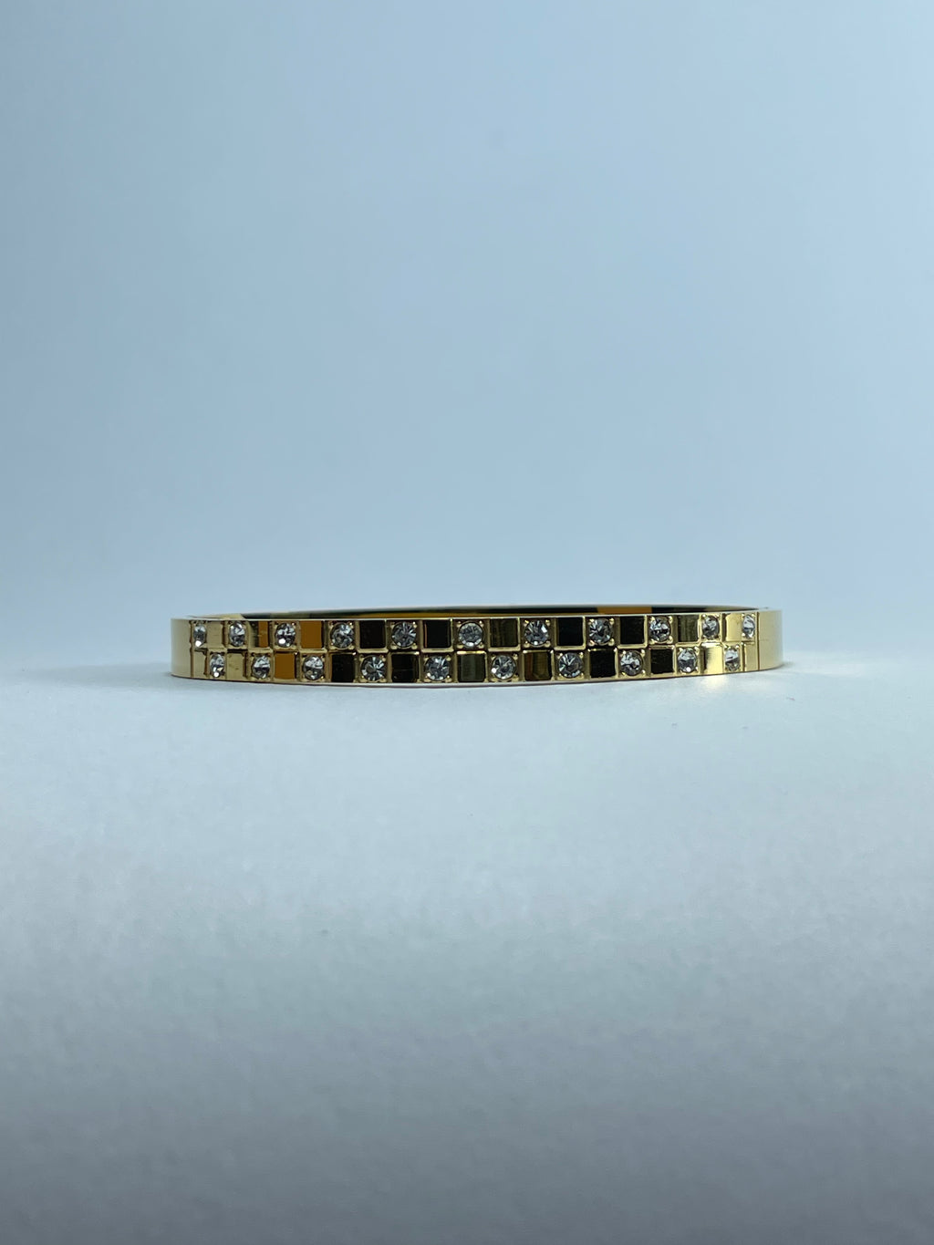 Gold Bangle with Tiny Crystals