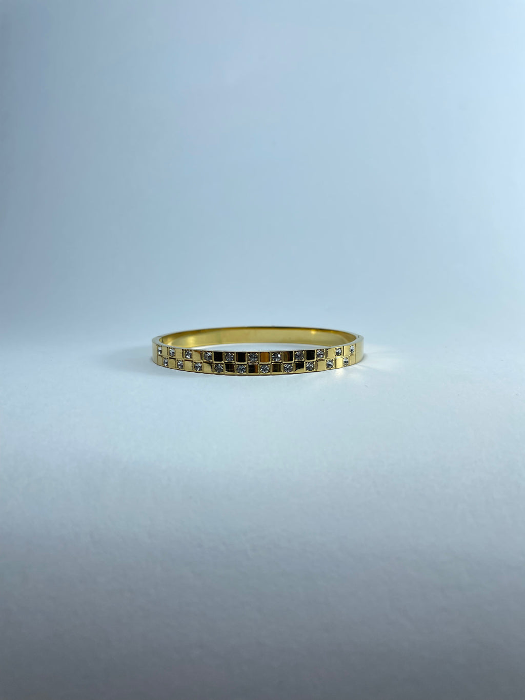 Gold Bangle with Tiny Crystals