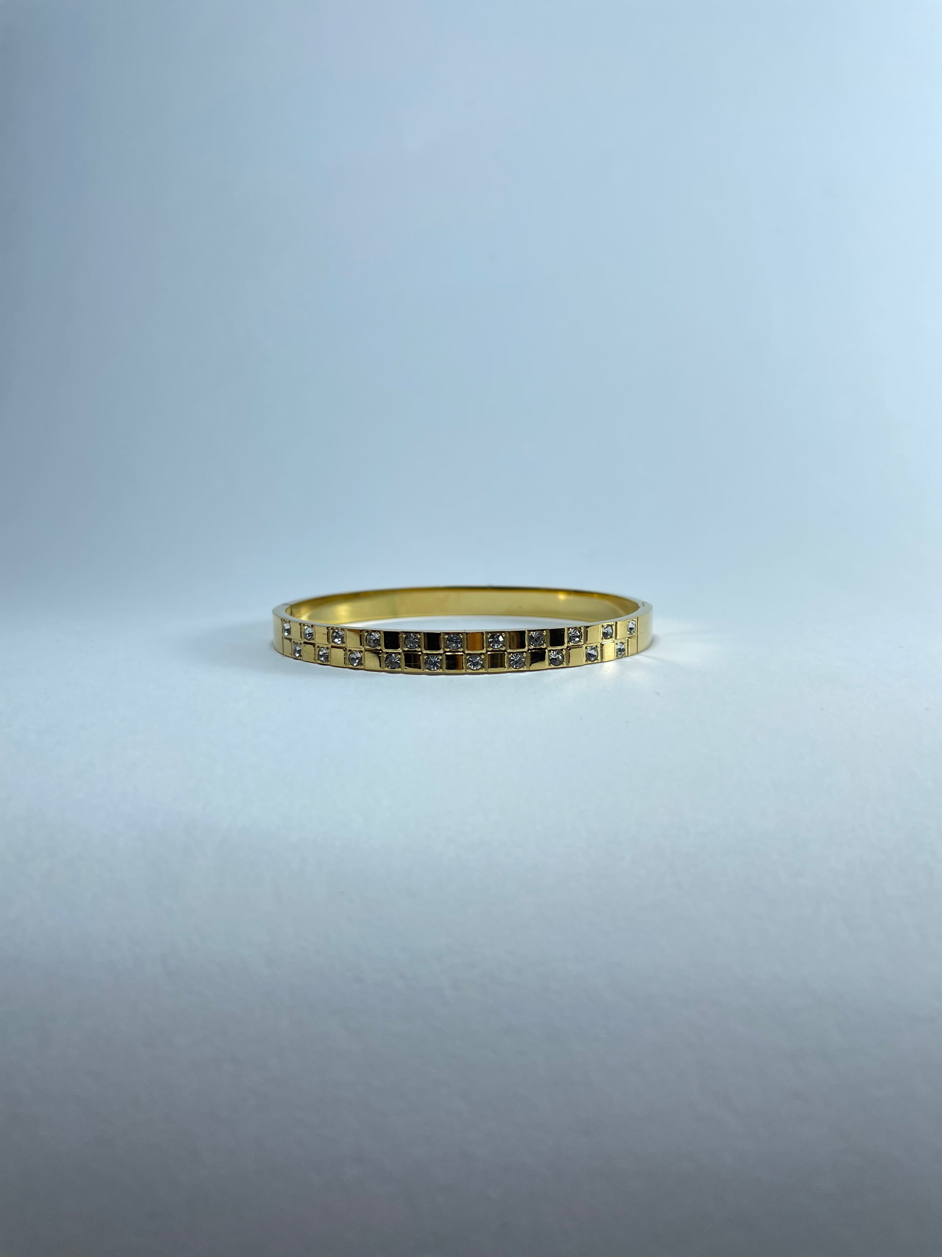 Gold Bangle with Tiny Crystals