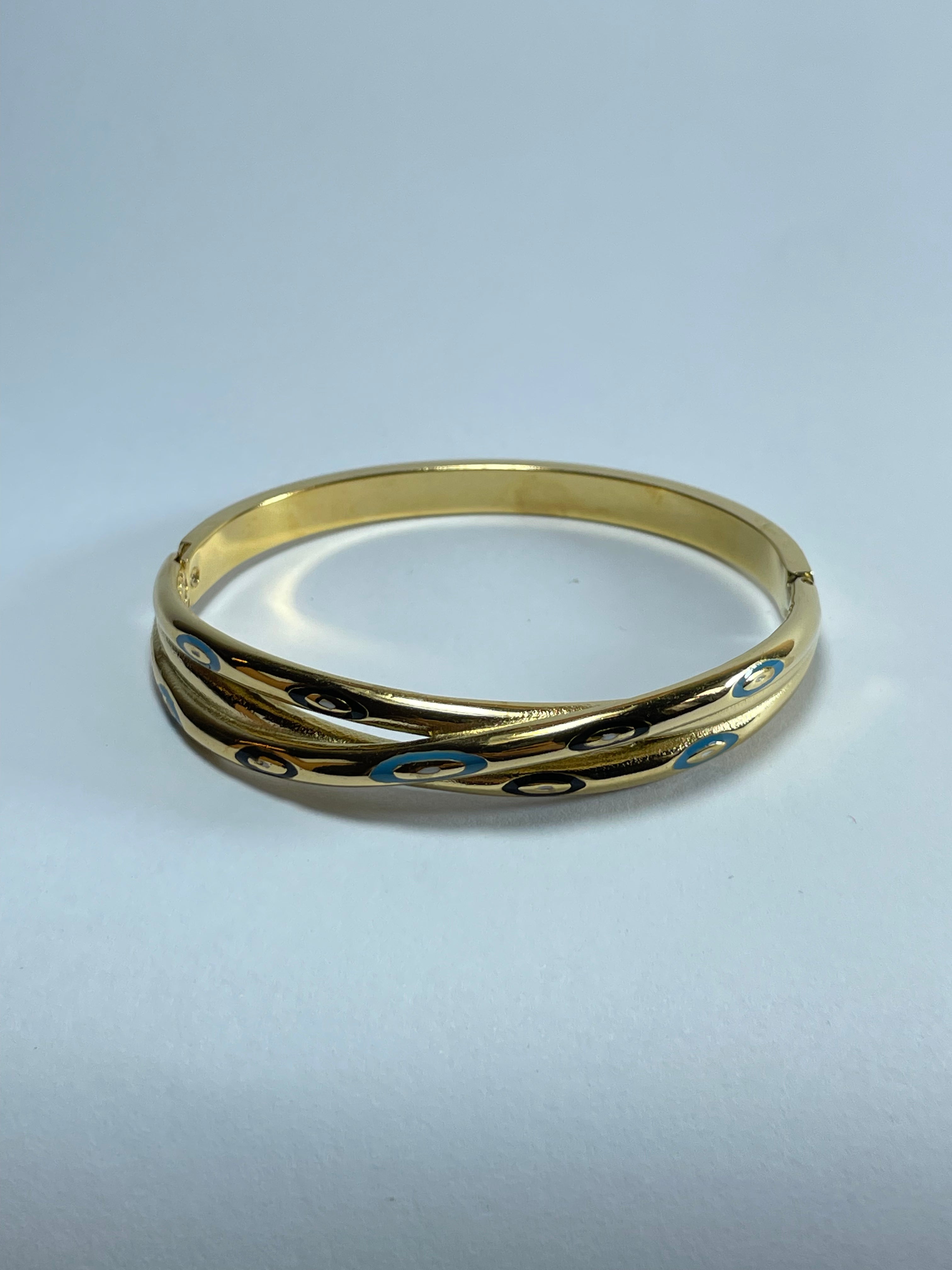 Gold Triple-Layer Eye Bangle