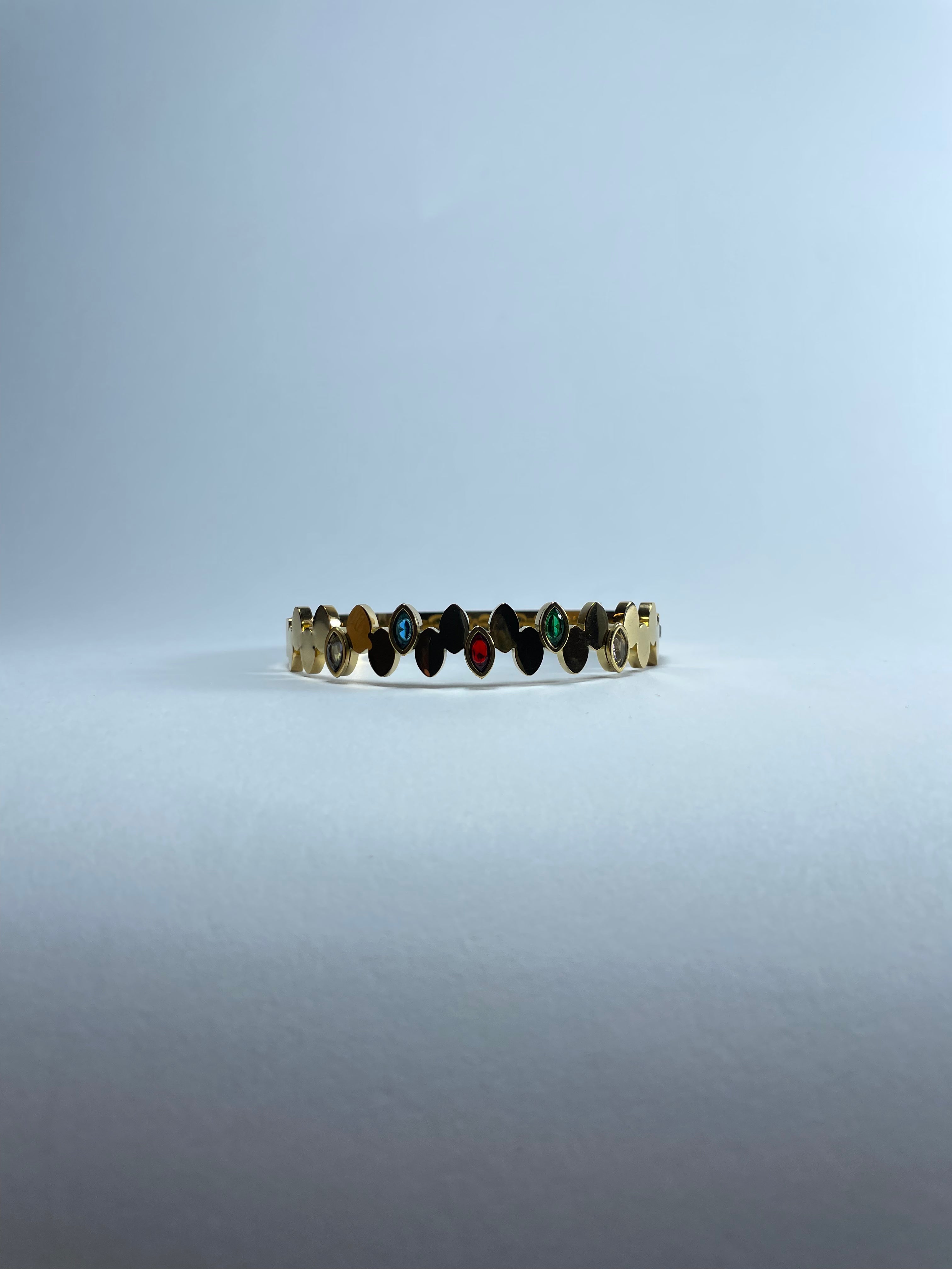 Gold Bangle with Colorful Stones