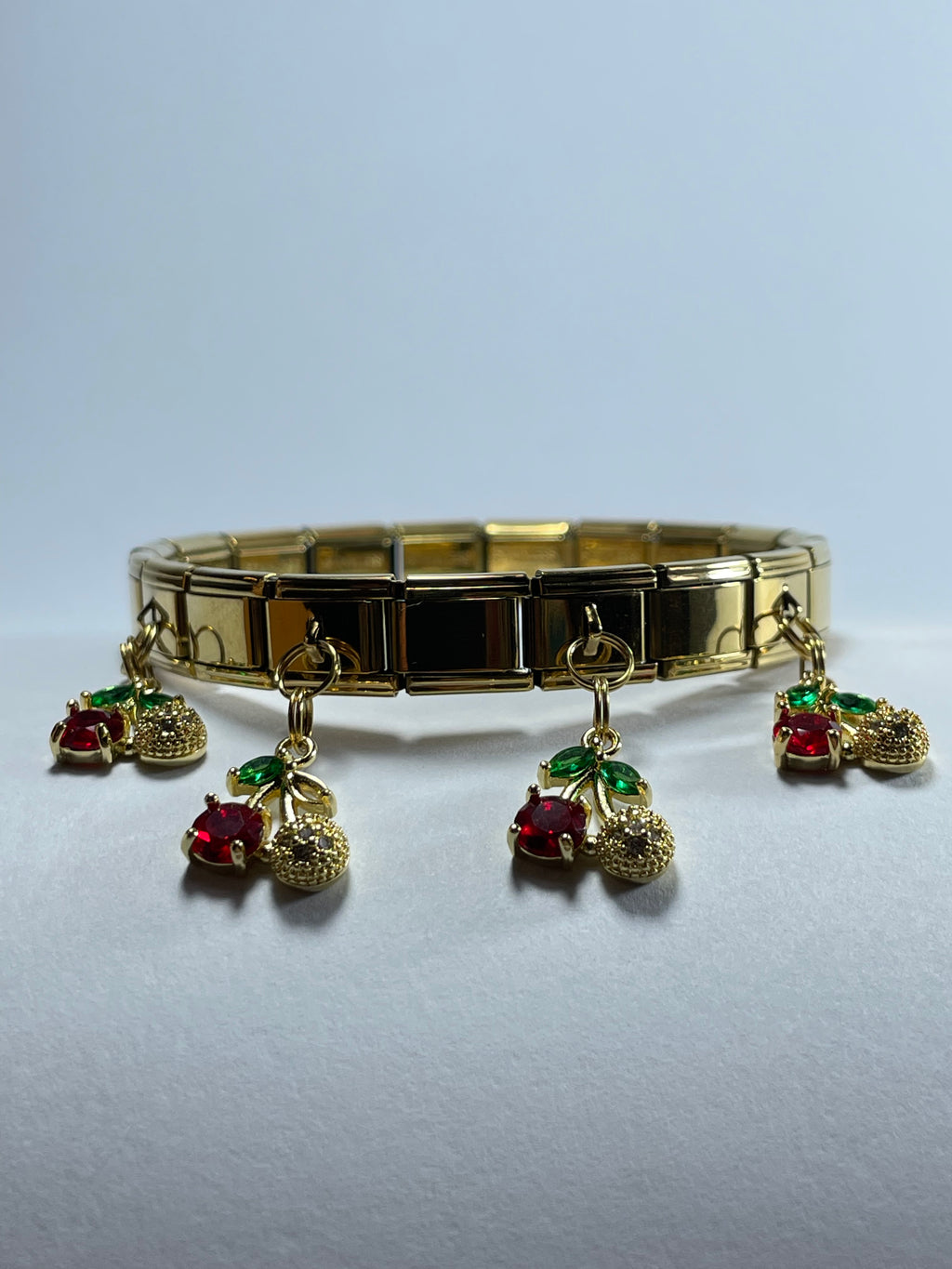 Sweet Cherry Gold Charm Bracelet