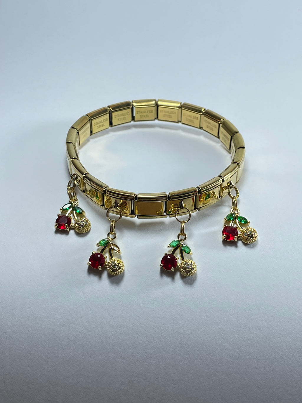Sweet Cherry Gold Charm Bracelet