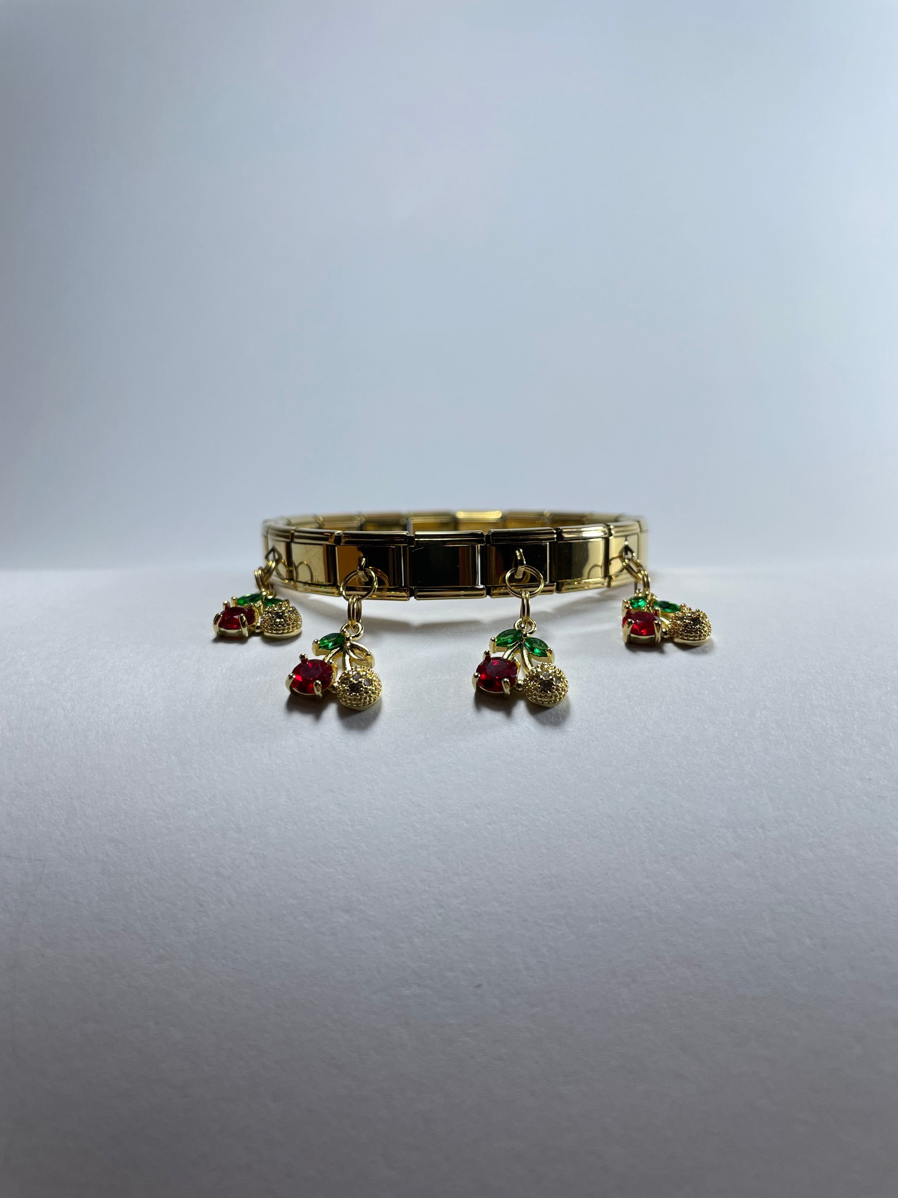 Sweet Cherry Gold Charm Bracelet