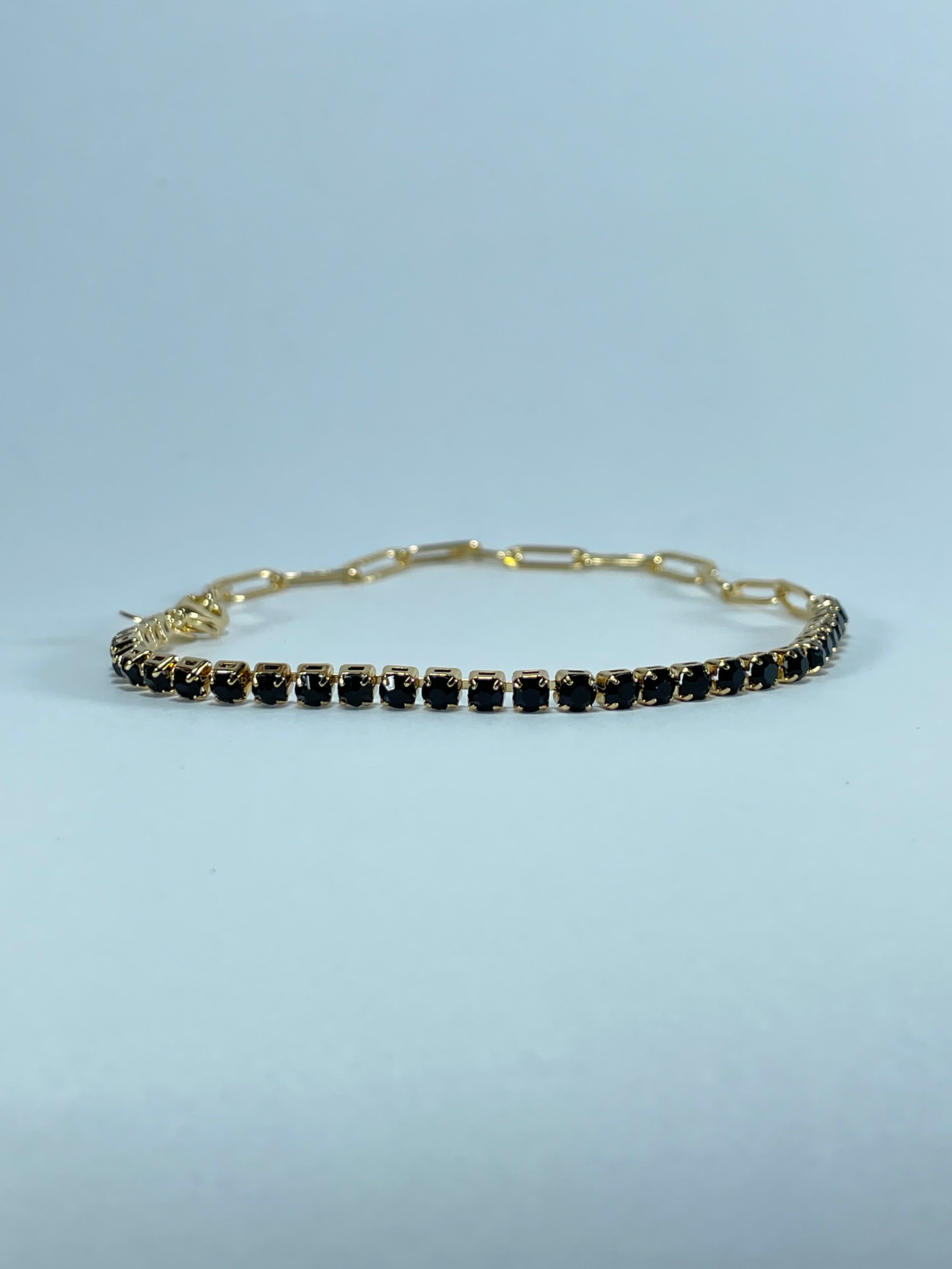 Midnight Onyx Gold Link Bracelet