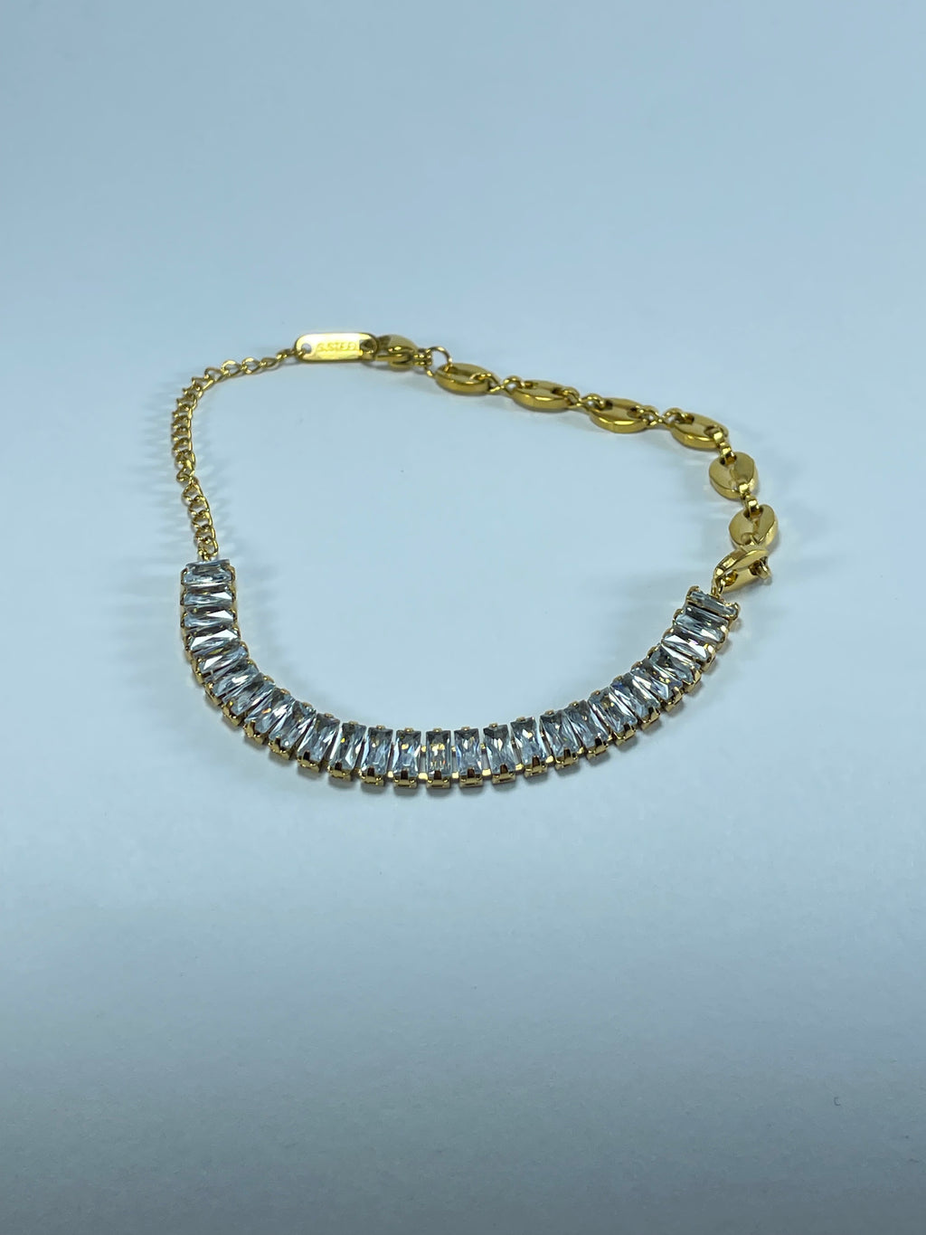 Baguette Crystal Gold Chain Bracelet