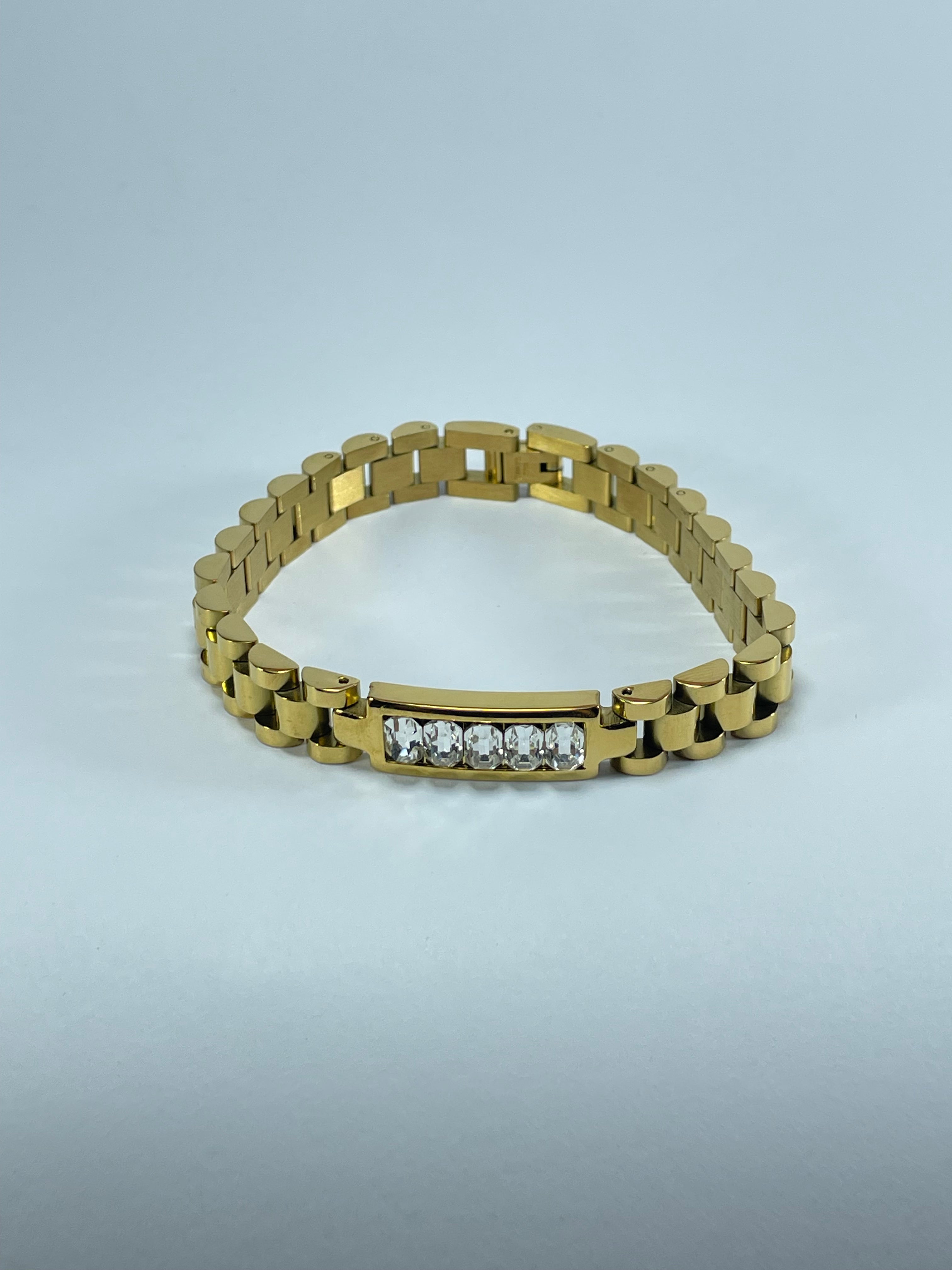 Gold Link Stone Bracelet