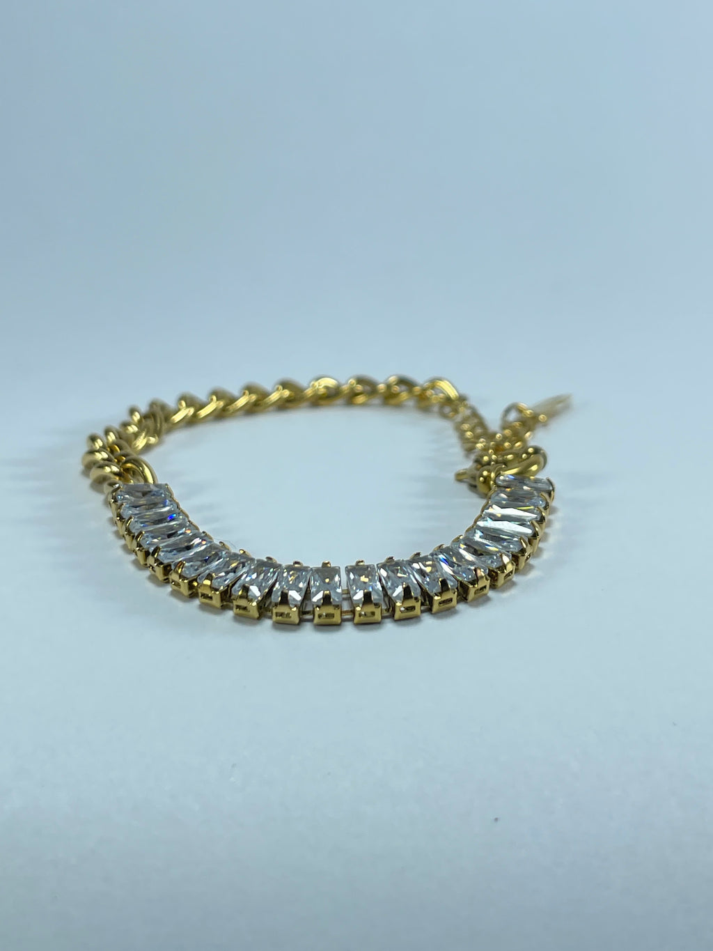 Baguette Crystal Mixed-Chain Bracelet in Gold
