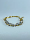 Baguette Crystal Mixed-Chain Bracelet in Gold