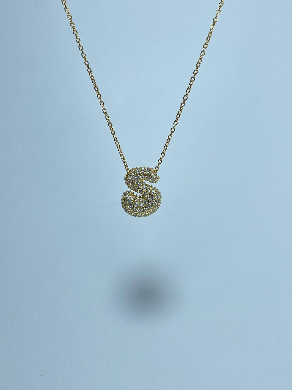 Gold Pave Initial Necklace