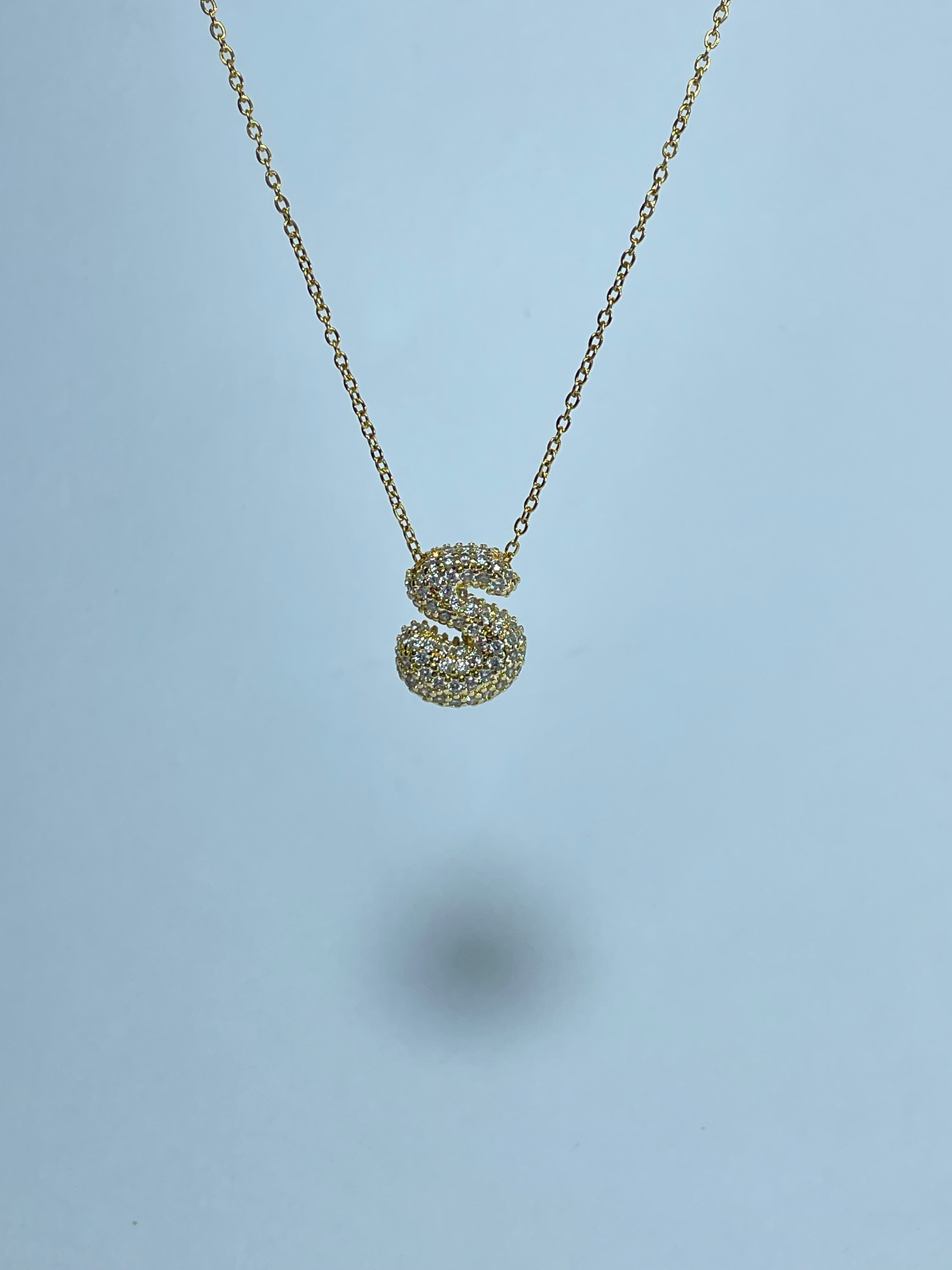 Gold Pave Initial Necklace