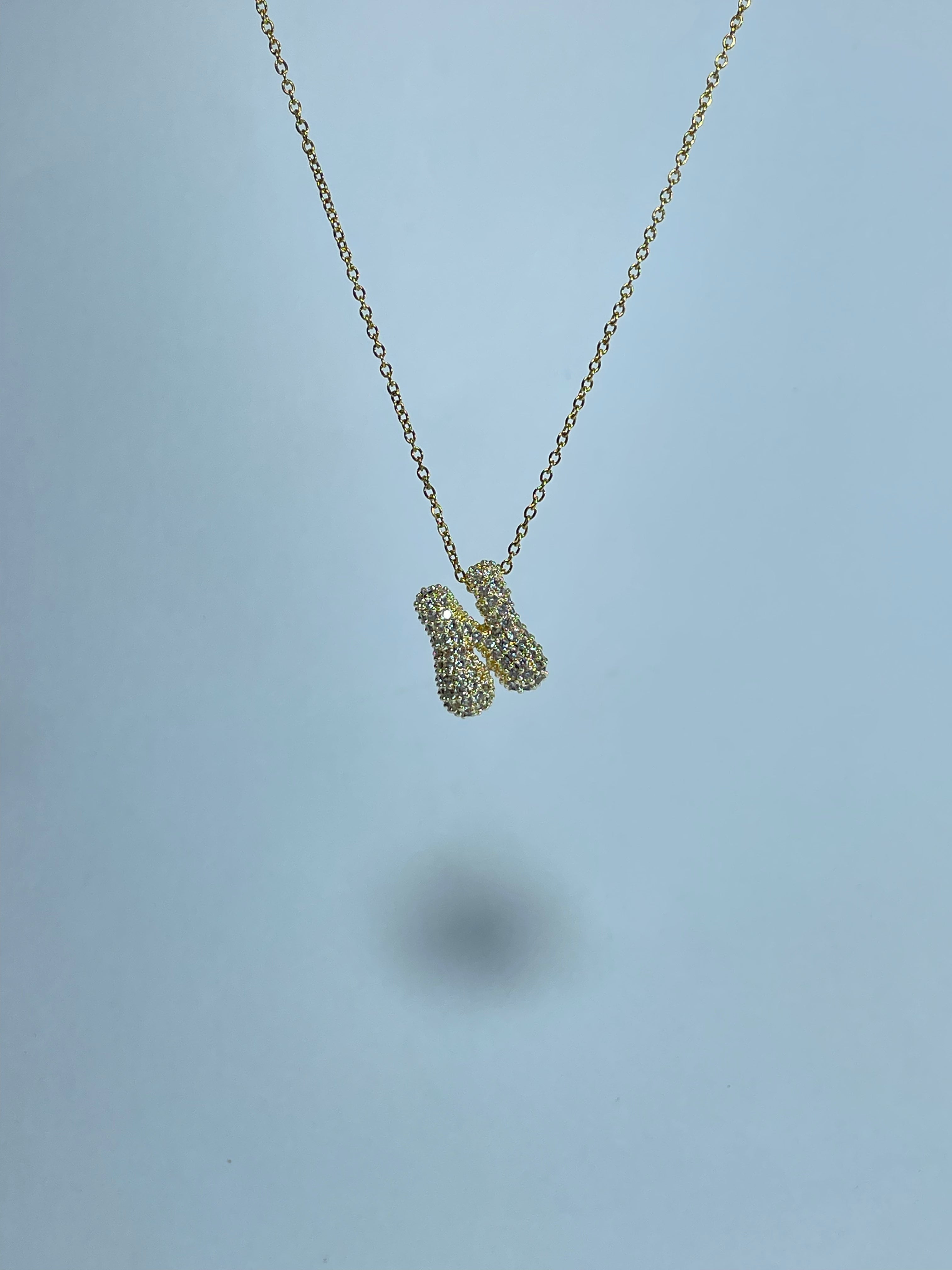 Gold Pave Initial Necklace