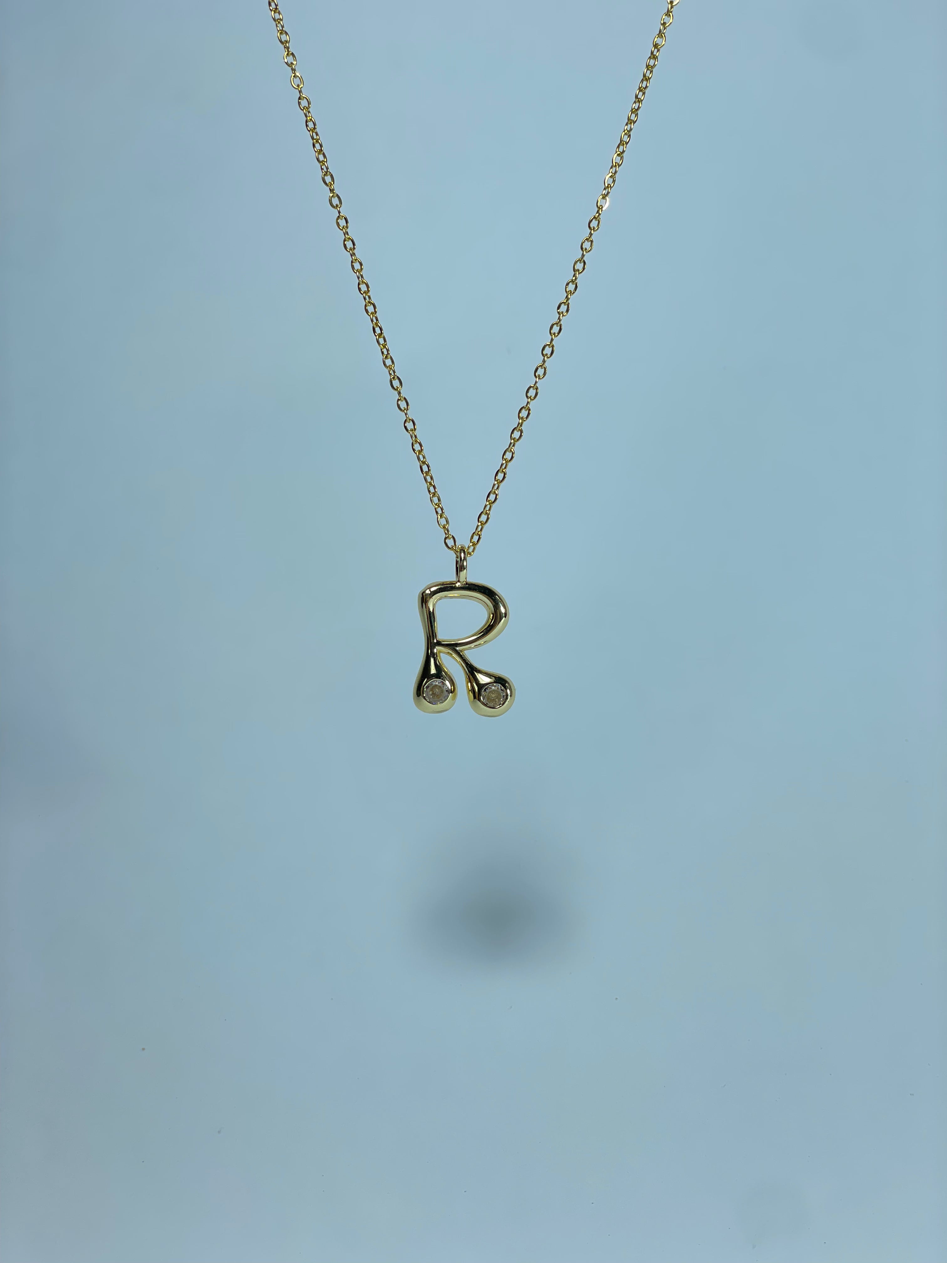 Gold Crystal Initial Necklace