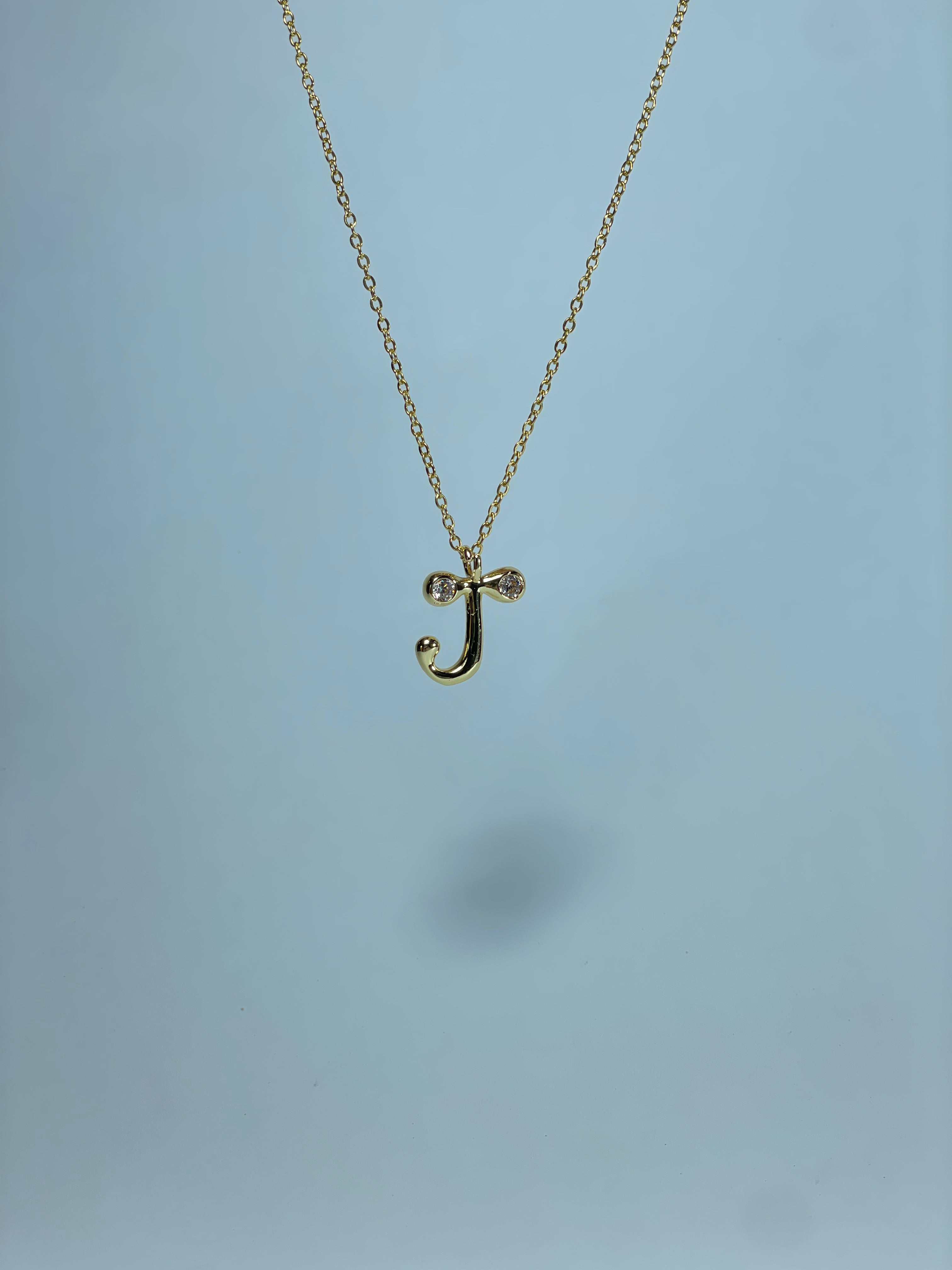 Gold Crystal Initial Necklace